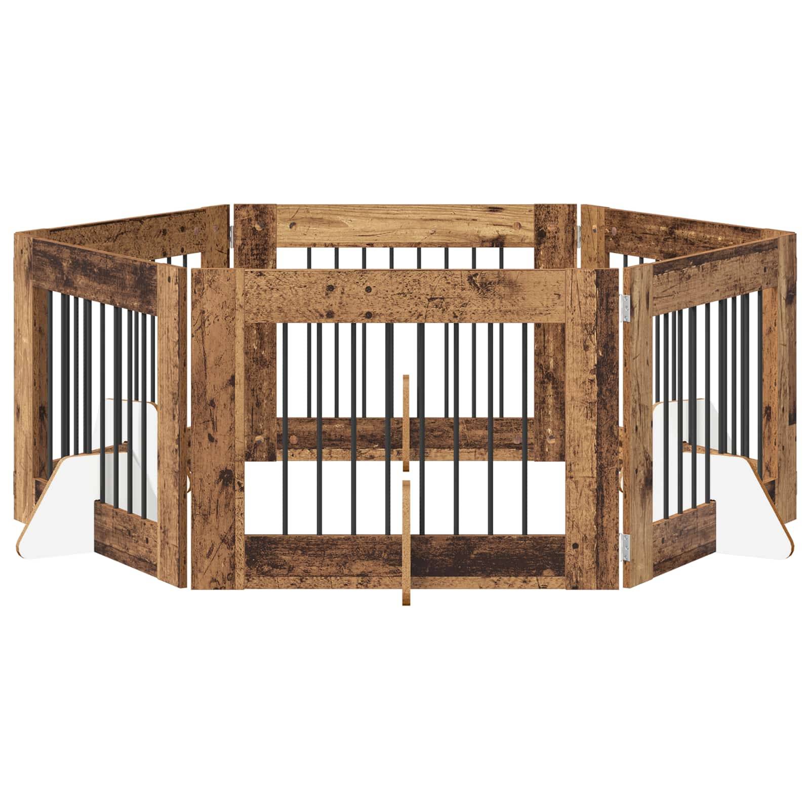 vidaXL Hundetor mit Ständern 6 pcs Altholz 80 x 60 cm Holzwerkstoff