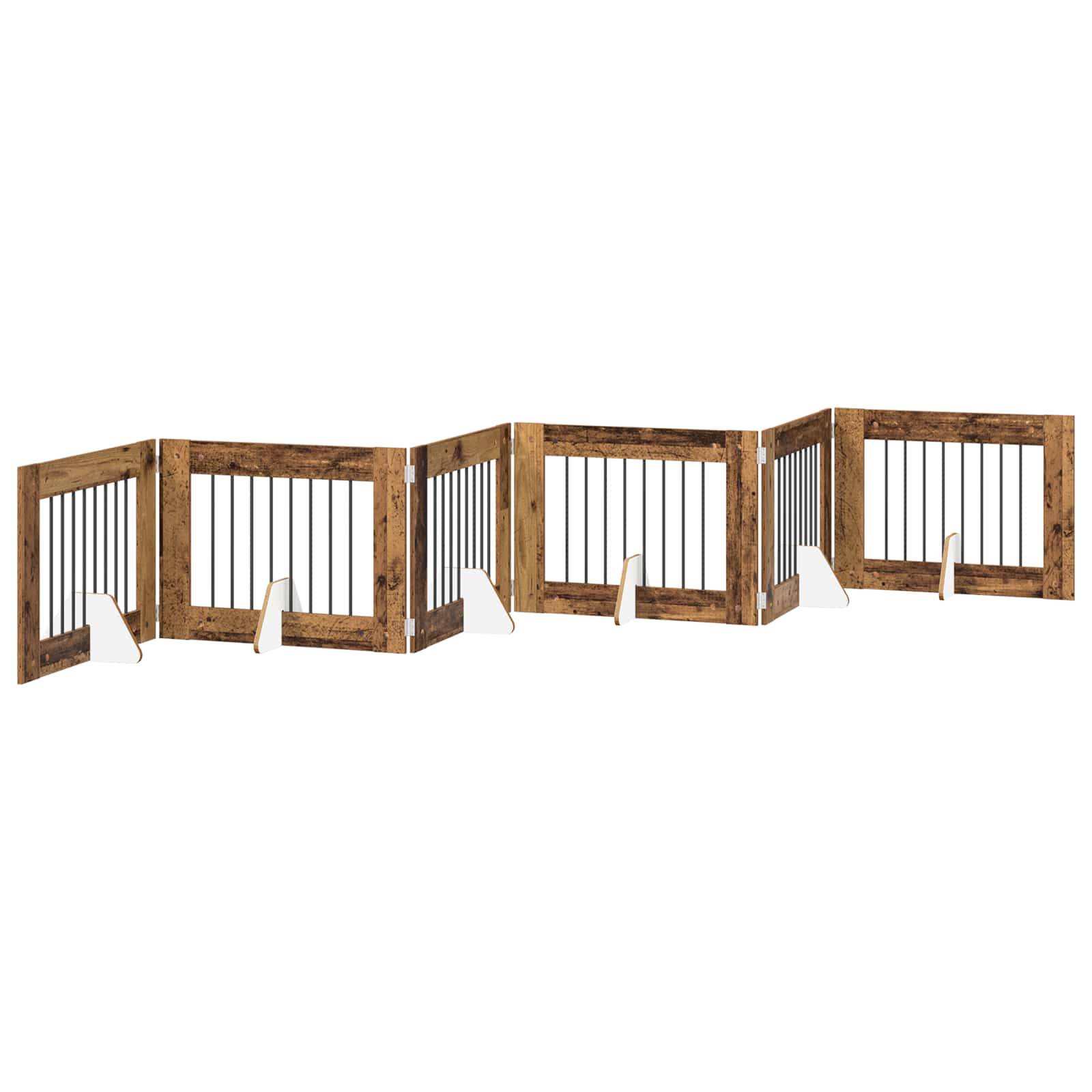 vidaXL Hundetor mit Ständern 6 pcs Altholz 80 x 60 cm Holzwerkstoff
