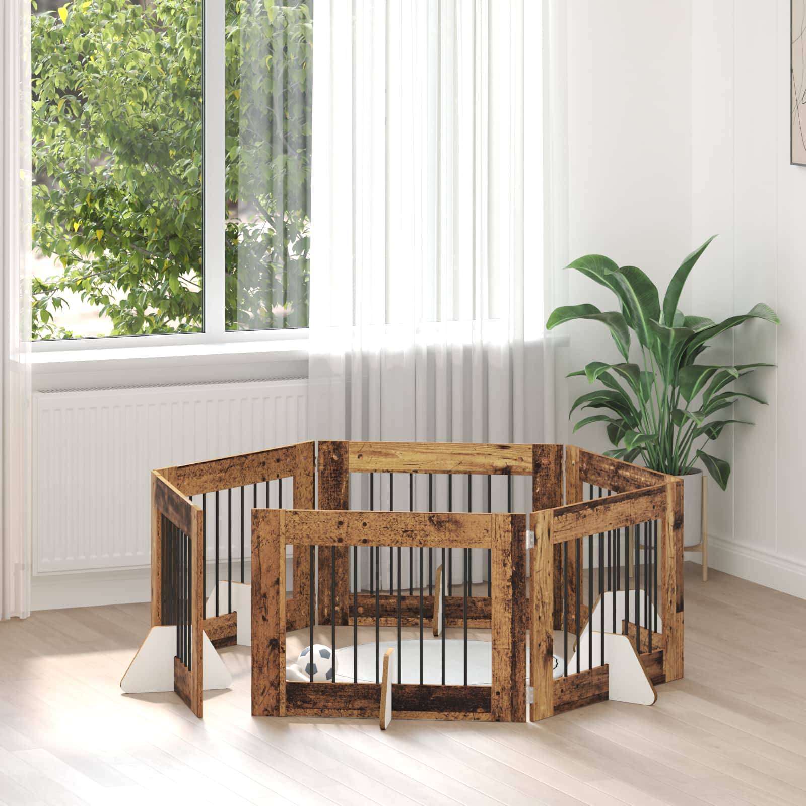 vidaXL Hundetor mit Ständern 6 pcs Altholz 80 x 60 cm Holzwerkstoff