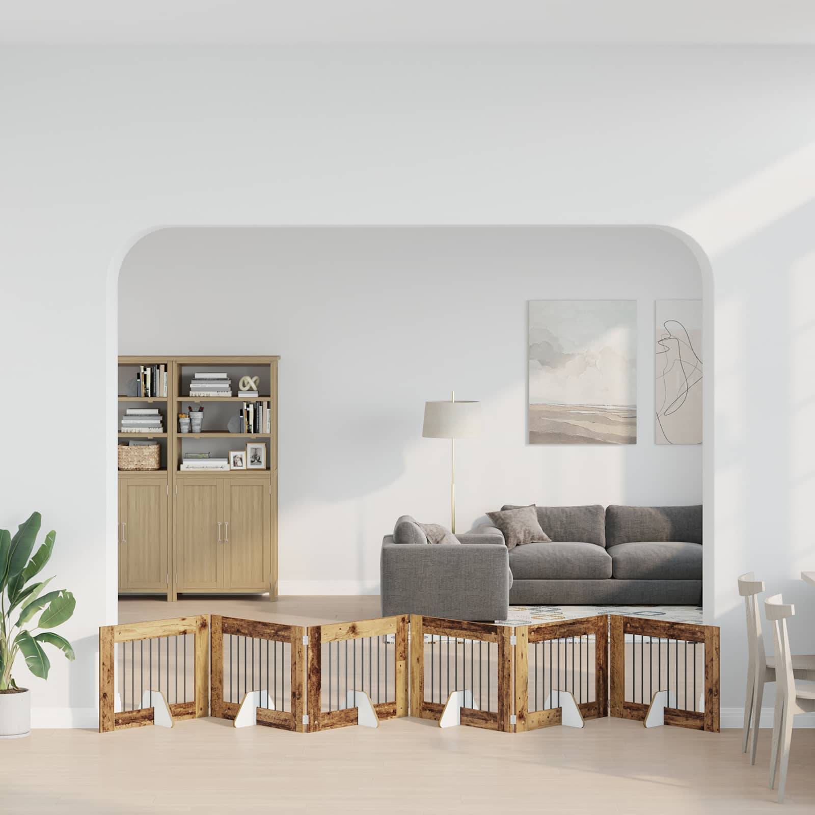 vidaXL Hundetor mit Ständern 6 pcs Altholz 80 x 60 cm Holzwerkstoff