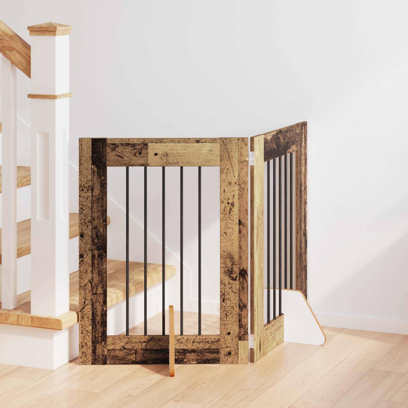 vidaXL Hundetor mit Ständern 2 pcs Altholz 60 x 60 cm Holzwerkstoff