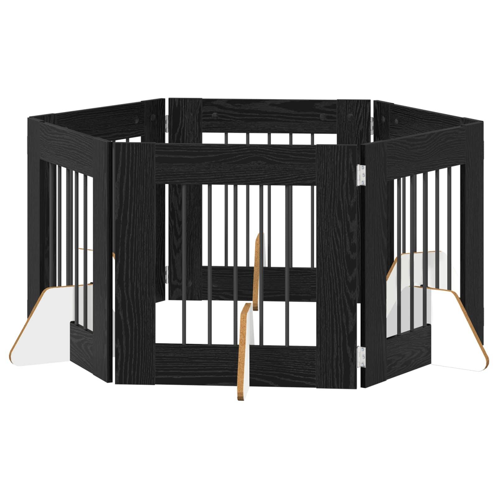 vidaXL Hundetor mit Ständern 6 pcs Schwarze Eiche 60 x 60 cm