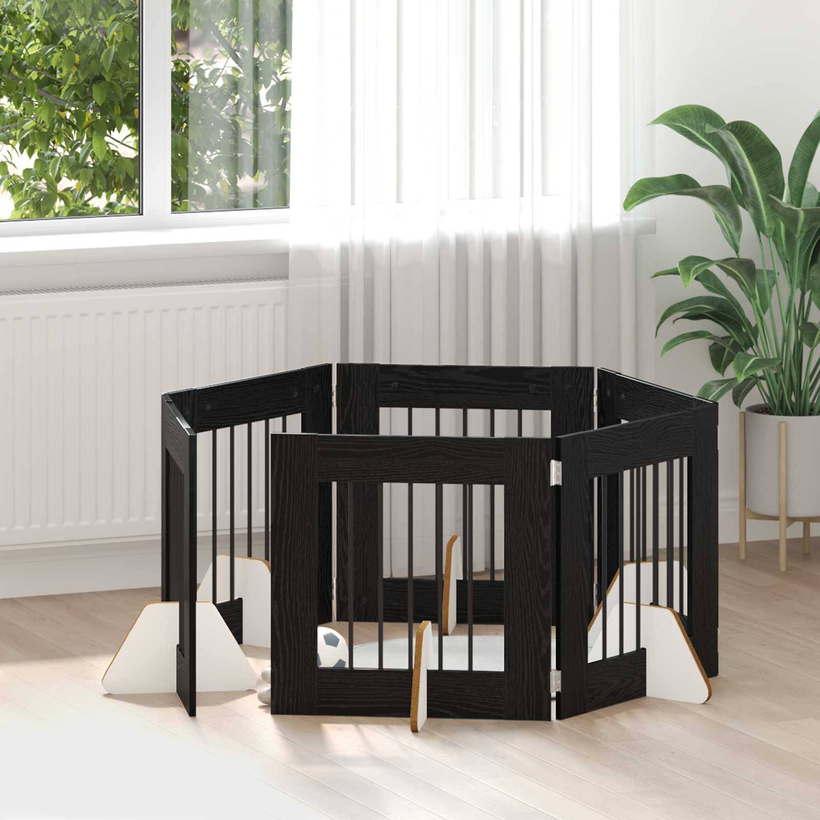 vidaXL Hundetor mit Ständern 6 pcs Schwarze Eiche 60 x 60 cm
