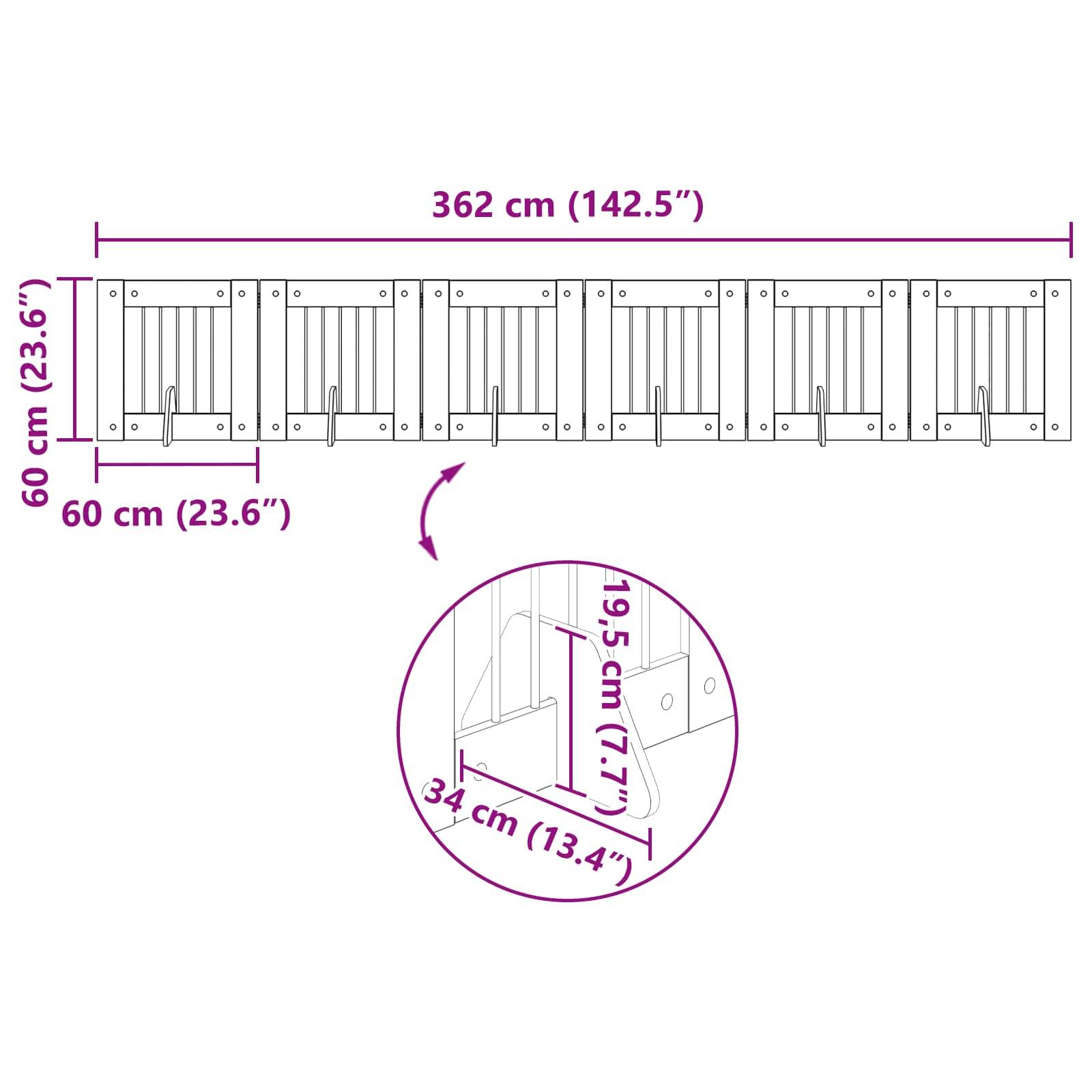 vidaXL Hundetor mit Ständern 6 pcs Sonoma-Eiche 60 x 60 cm
