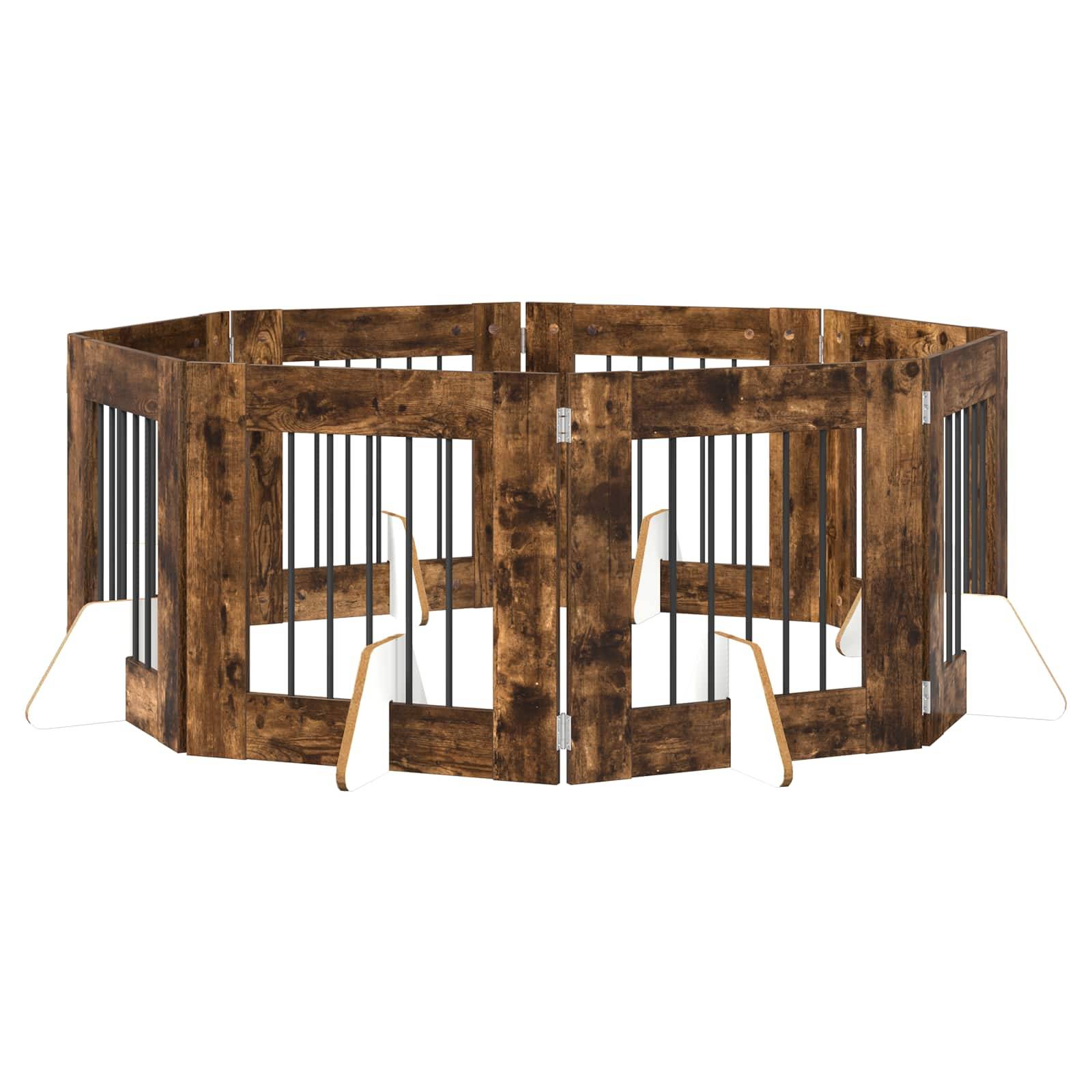 vidaXL Hundetor mit Ständern 8 pcs Geräucherte Eiche 60 x 60 cm
