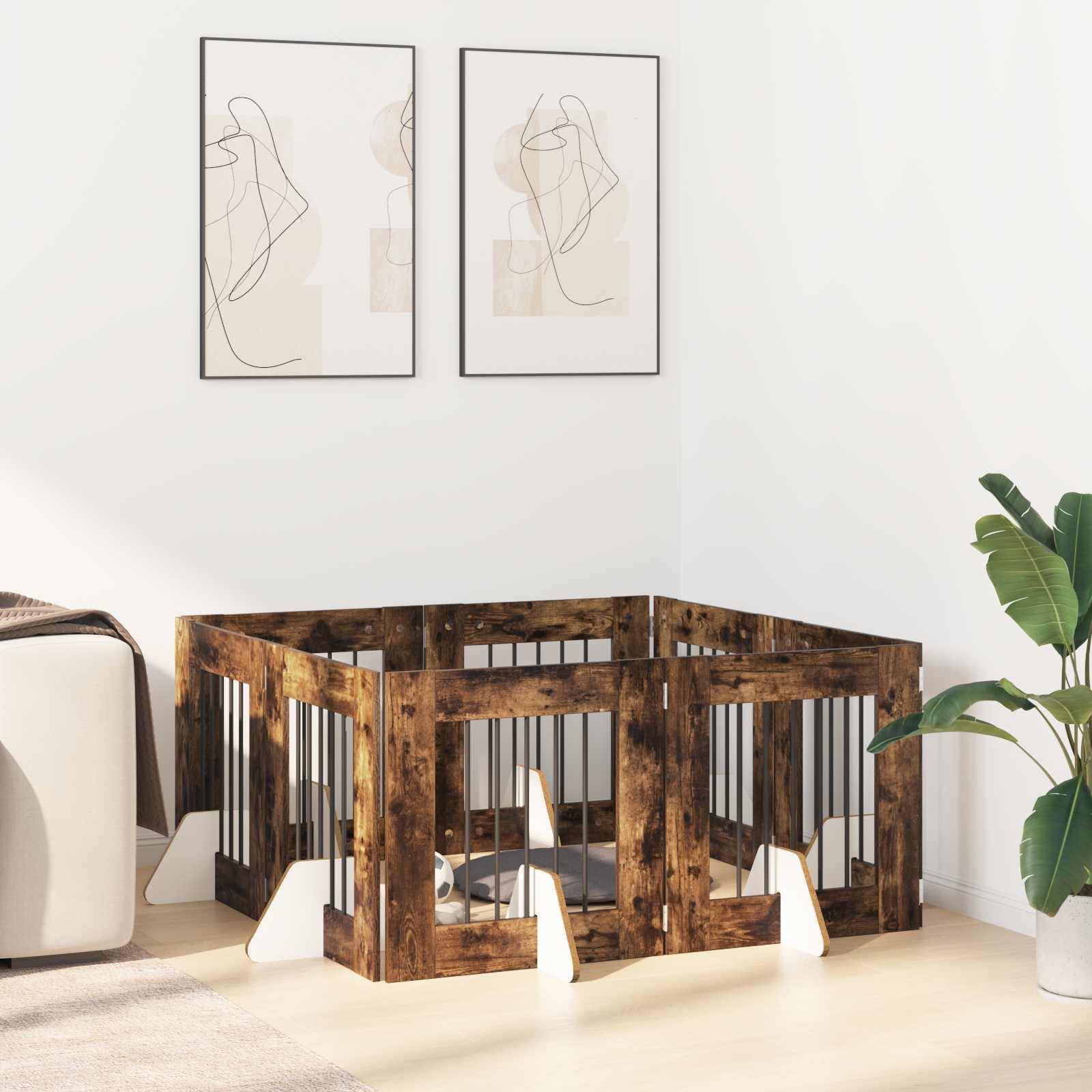 vidaXL Hundetor mit Ständern 8 pcs Geräucherte Eiche 60 x 60 cm