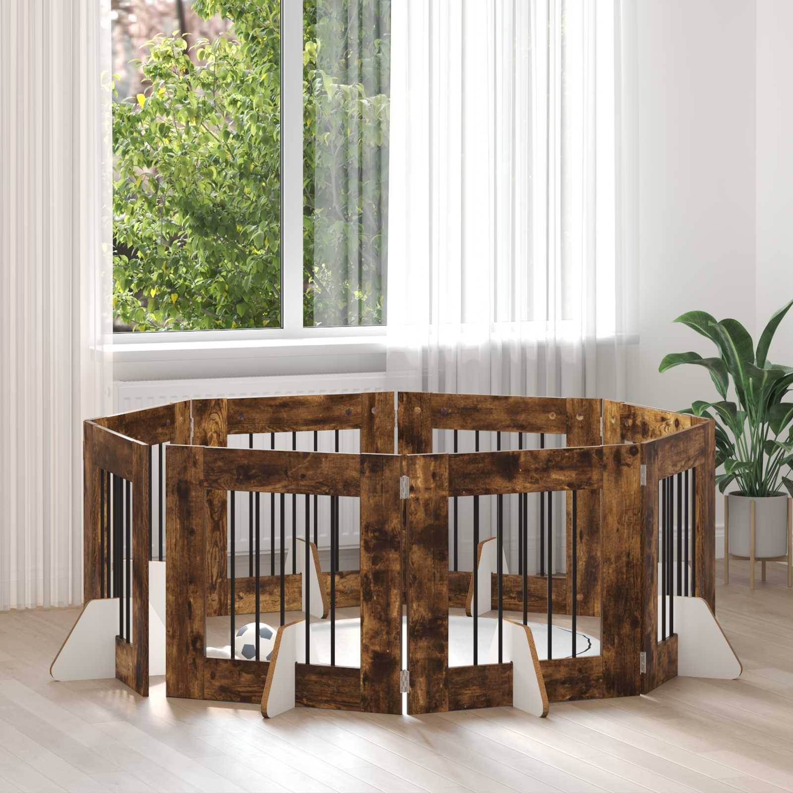 vidaXL Hundetor mit Ständern 8 pcs Geräucherte Eiche 60 x 60 cm