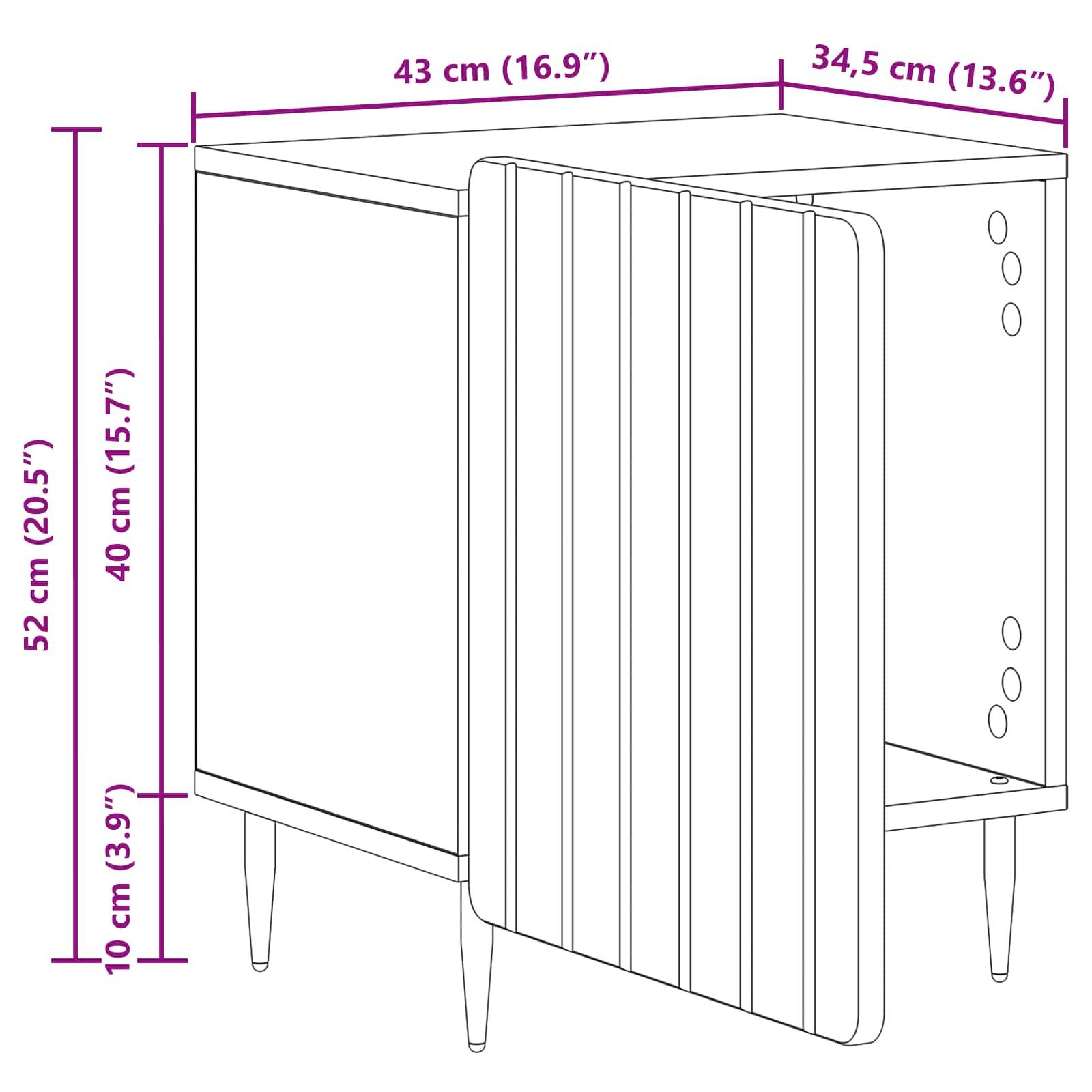 vidaXL Nachttisch Artisan-Eiche 43 x 34,5 x 52 cm Holzwerkstoff