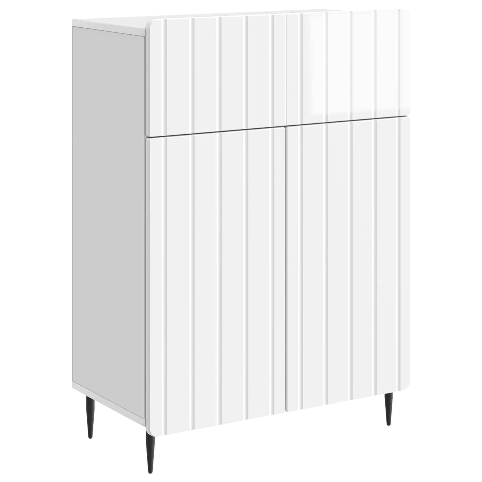 vidaXL Sideboard Hochglanz Weiß 66 x 34,5 x 92 cm Holzwerkstoff