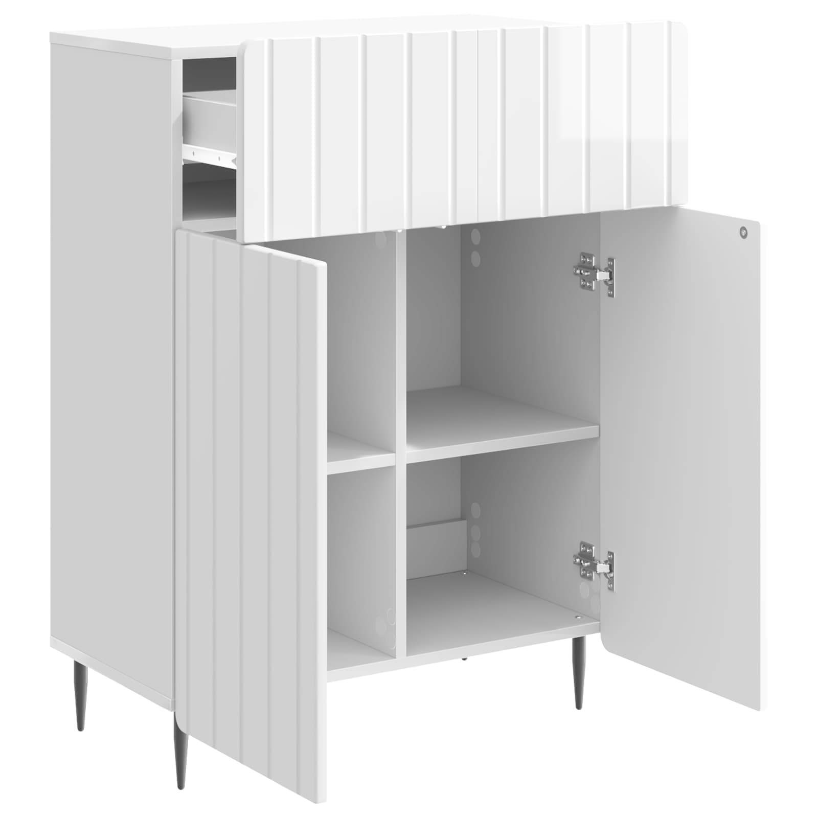 vidaXL Sideboard Hochglanz Weiß 66 x 34,5 x 92 cm Holzwerkstoff