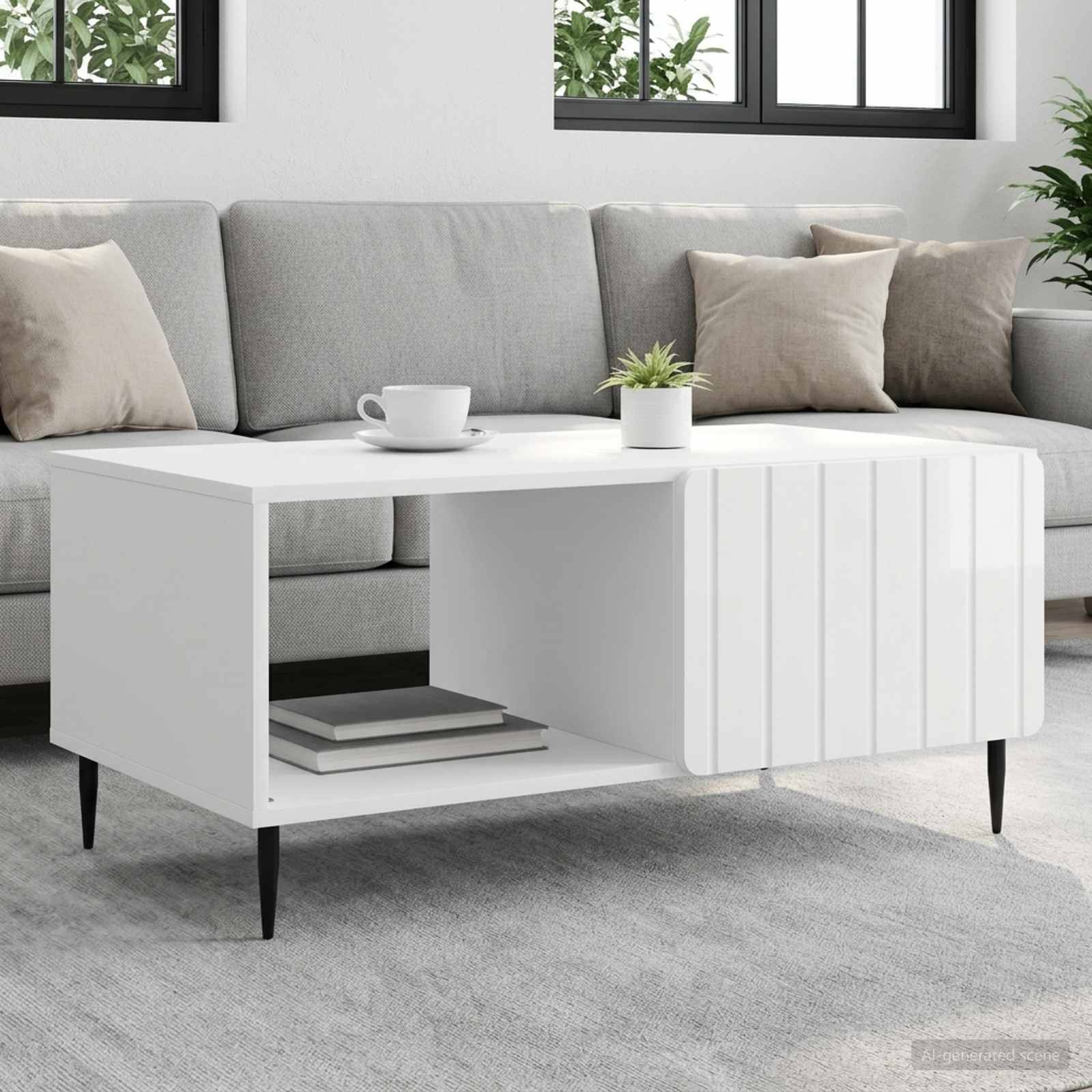 vidaXL Couchtisch Hochglanz Weiß 90 x 50 x 40 cm Holzwerkstoff