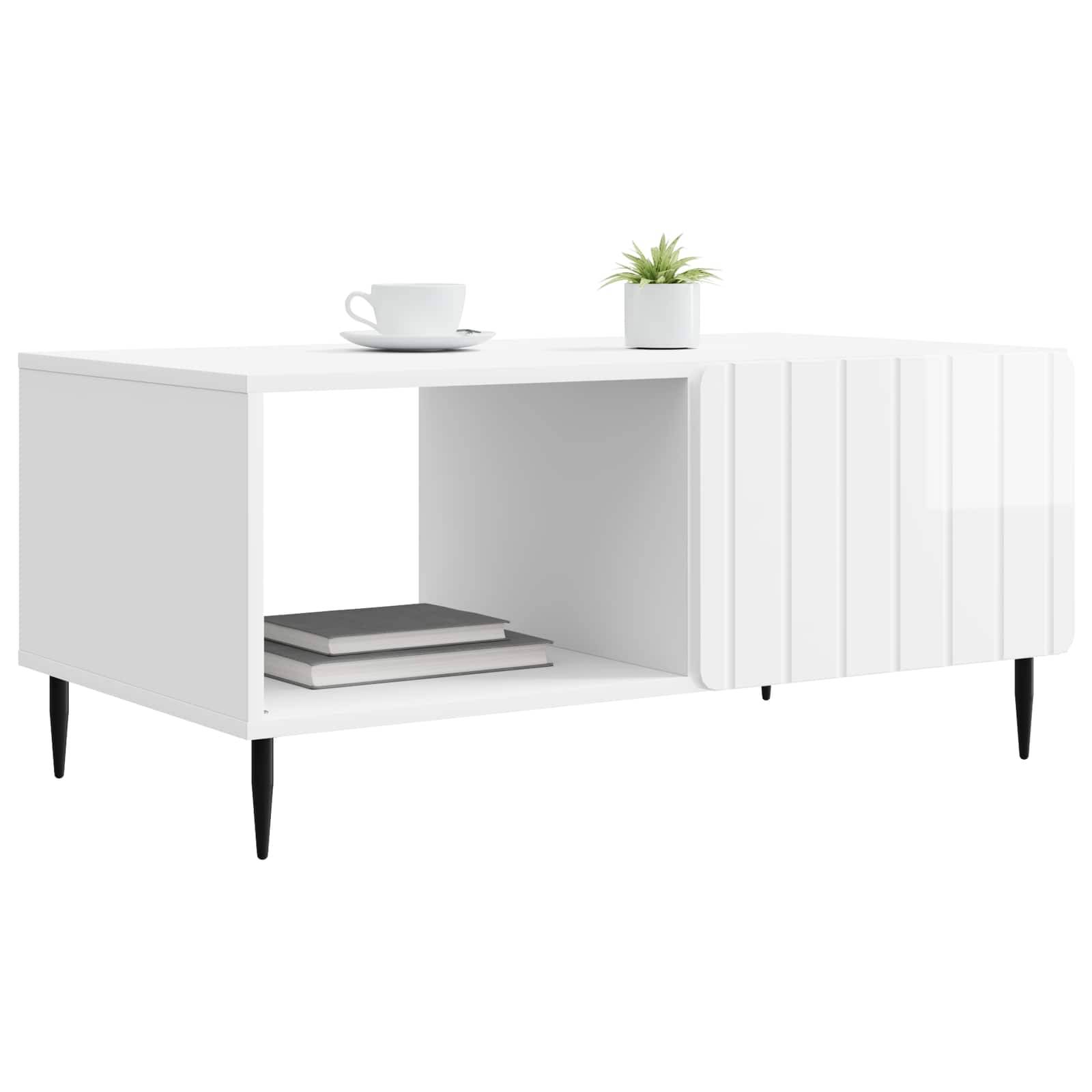vidaXL Couchtisch Hochglanz Weiß 90 x 50 x 40 cm Holzwerkstoff