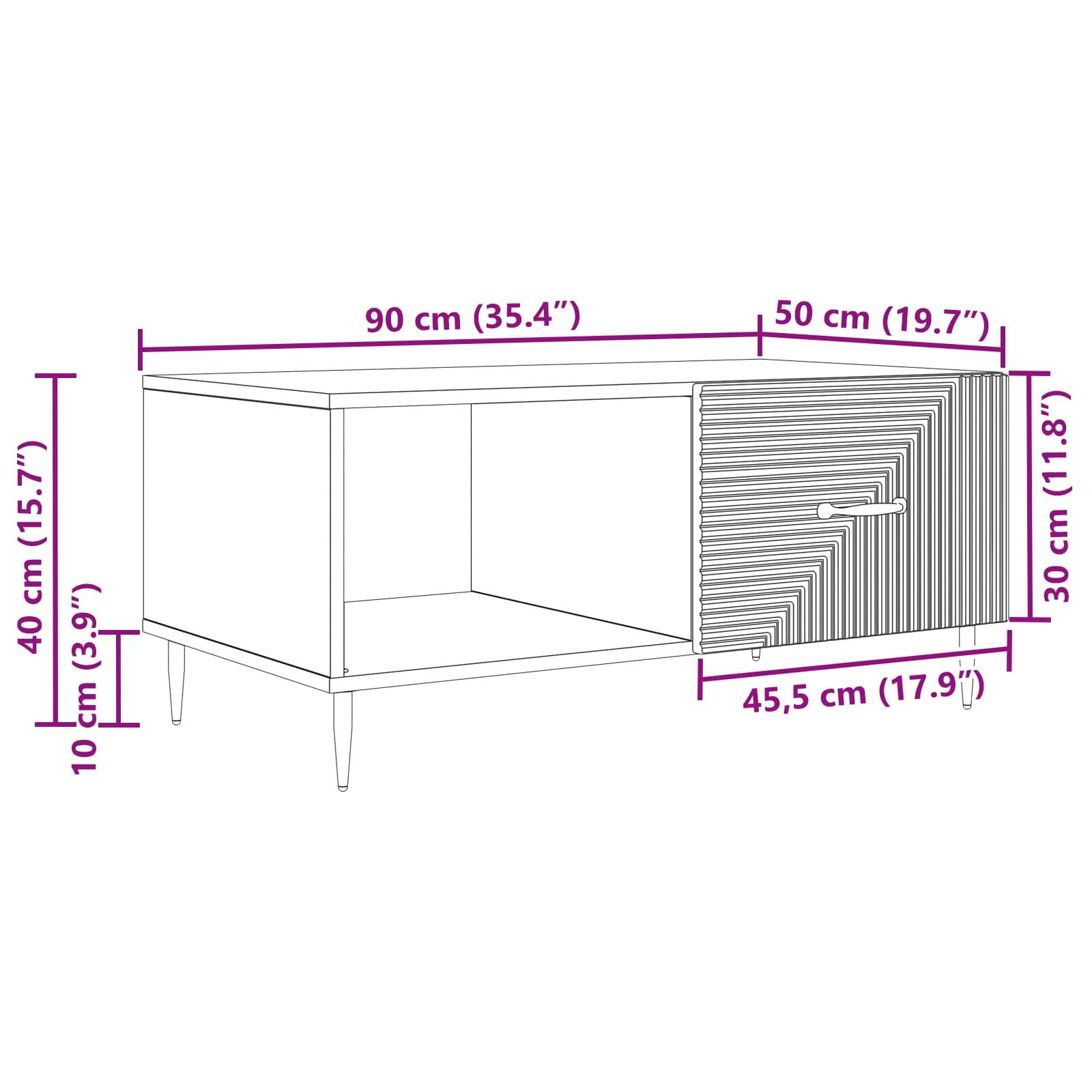 vidaXL Couchtisch Graues Sonoma 90 x 50 x 40 cm Holzwerkstoff