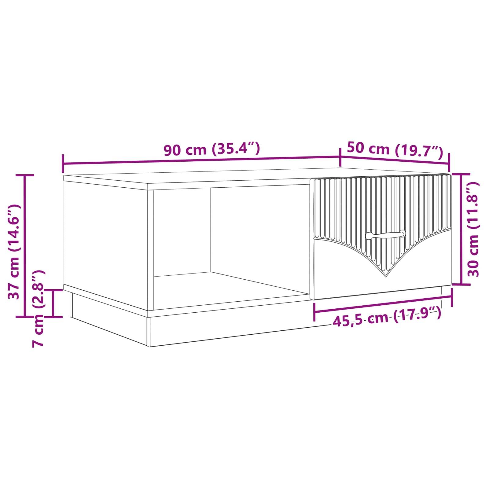 vidaXL Couchtisch Artisan-Eiche 90 x 50 x 37 cm Holzwerkstoff