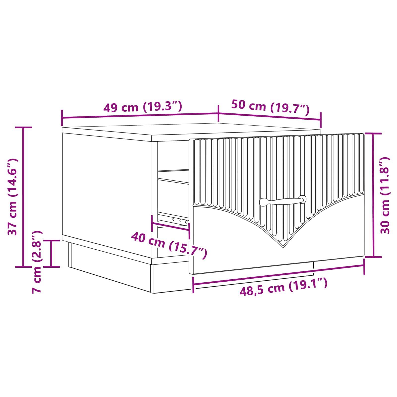 vidaXL Couchtisch Sonoma-Eiche 49 x 50 x 37 cm Holzwerkstoff