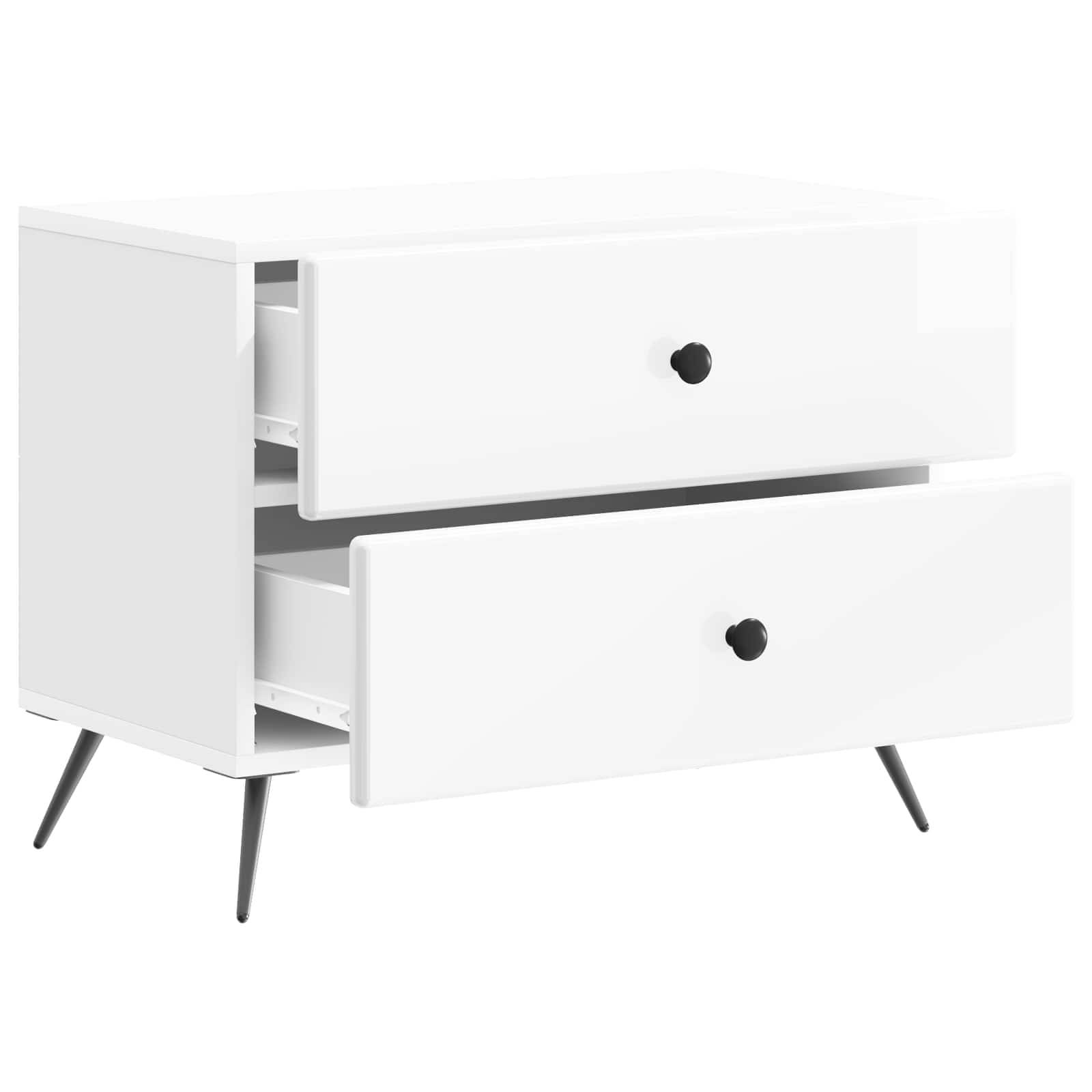 vidaXL Nachttisch Hochglanz Weiß 62 x 34,5 x 47,5 cm Holzwerkstoff