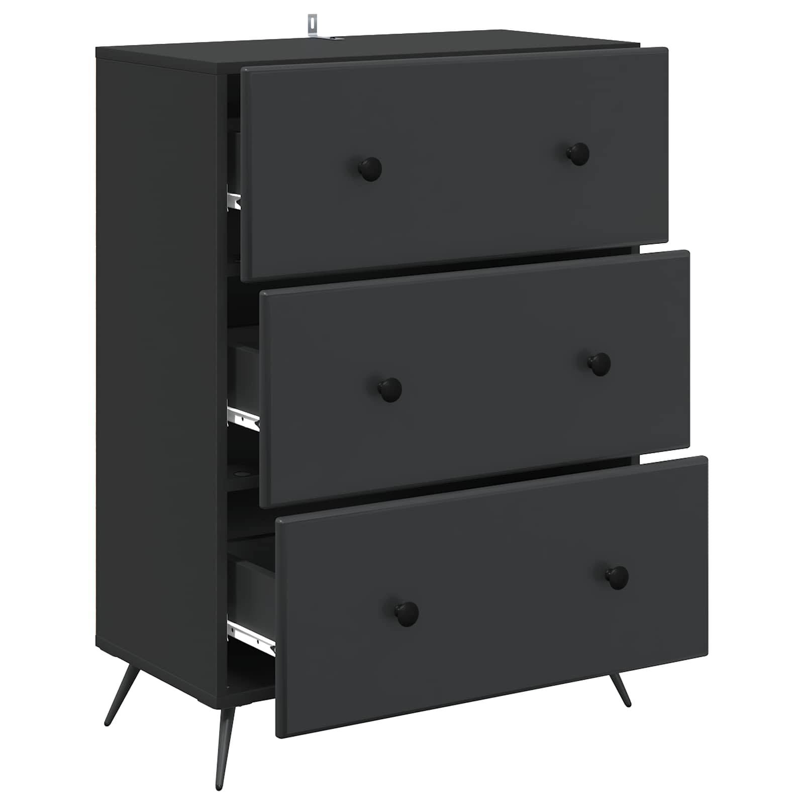 vidaXL Schubladenschrank Schwarz 66 x 34,5 x 90 cm Holzwerkstoff