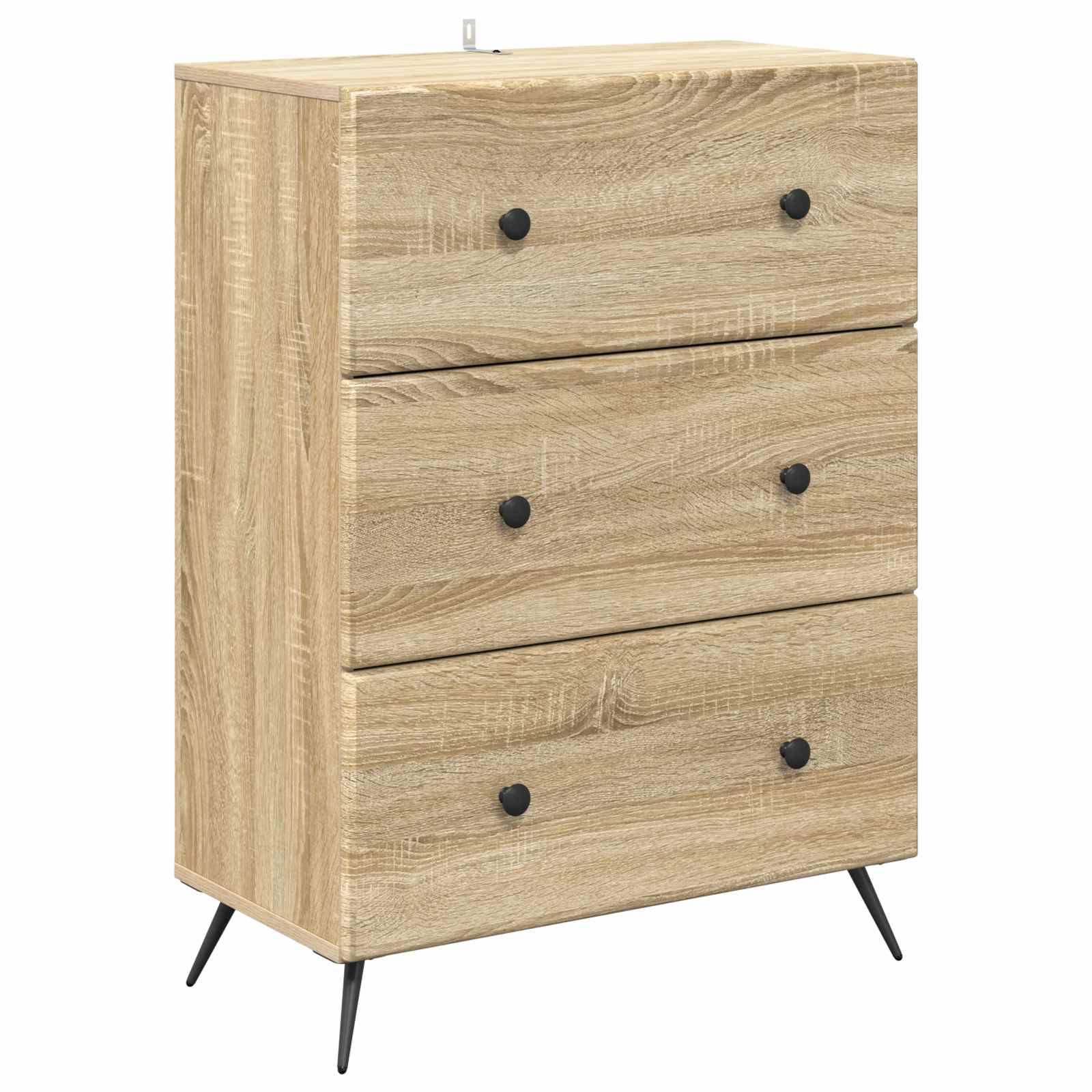 vidaXL Schubladenschrank Sonoma-Eiche 66 x 34,5 x 90 cm Holzwerkstoff