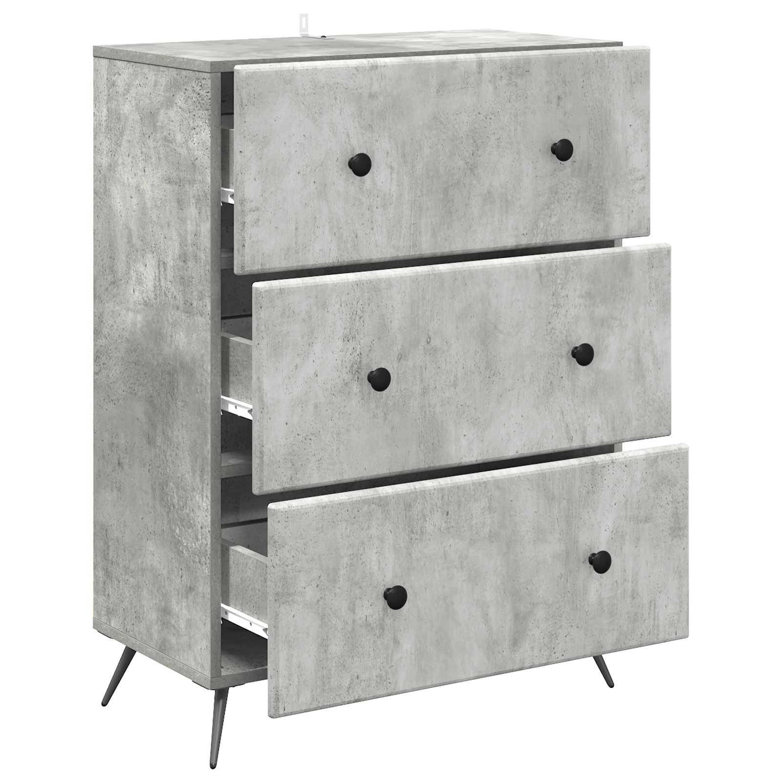 vidaXL Schubladenschrank Betongrau 66 x 34,5 x 90 cm Holzwerkstoff