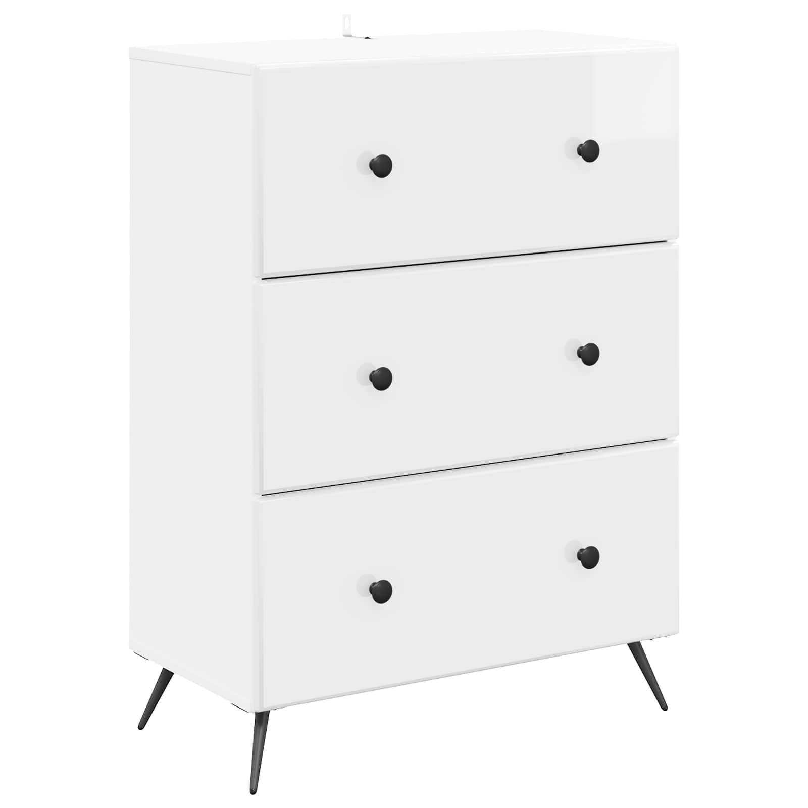 vidaXL Schubladenschrank Hochglanz Weiß 66 x 34,5 x 90 cm
