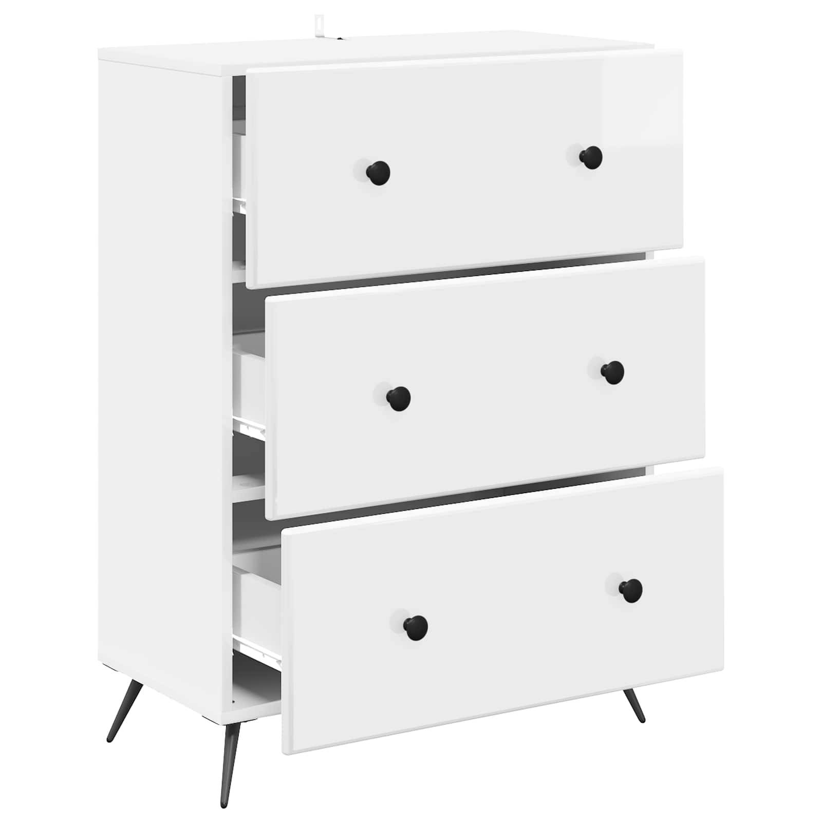 vidaXL Schubladenschrank Hochglanz Weiß 66 x 34,5 x 90 cm