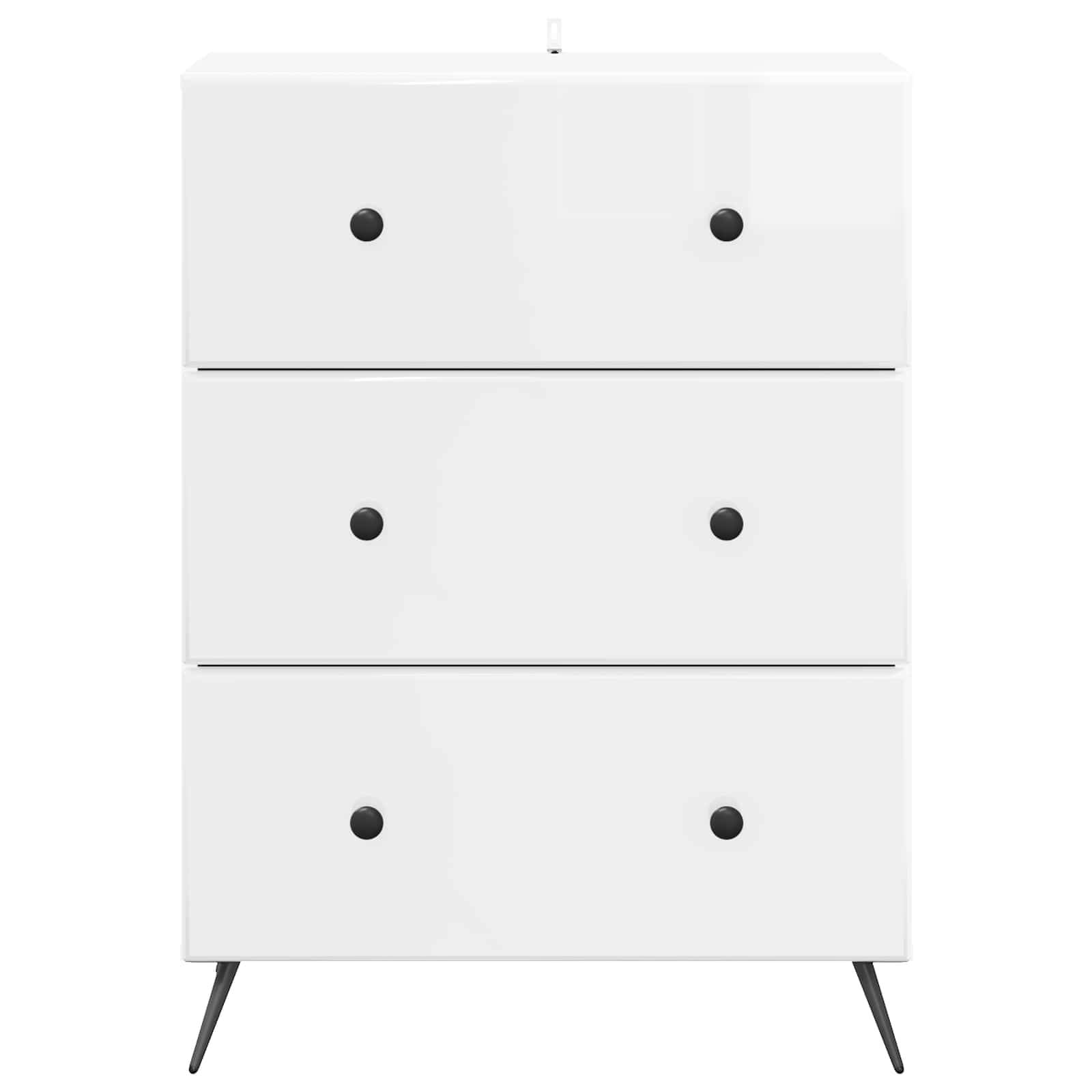 vidaXL Schubladenschrank Hochglanz Weiß 66 x 34,5 x 90 cm