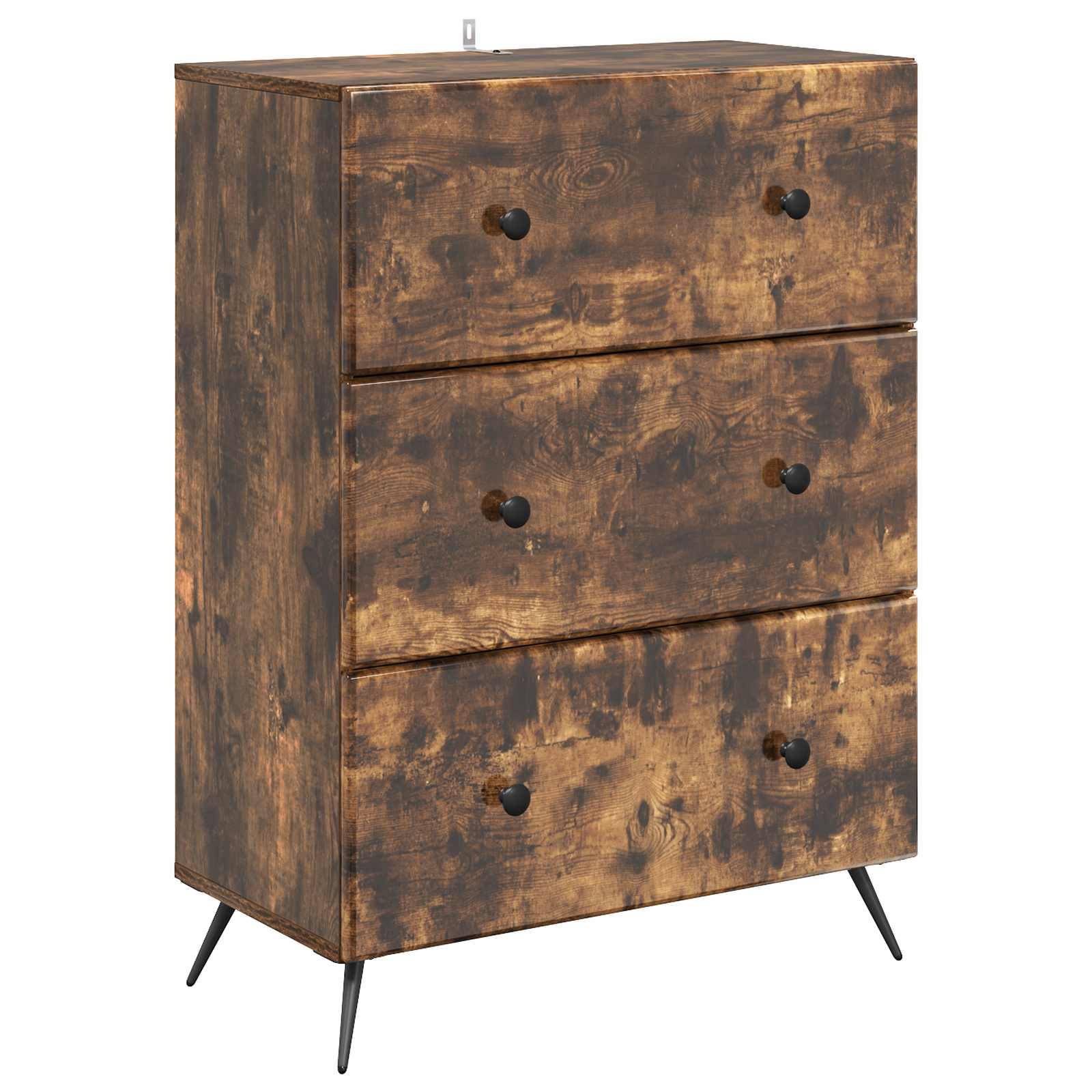 vidaXL Schubladenschrank Geräucherte Eiche 66 x 34,5 x 90 cm