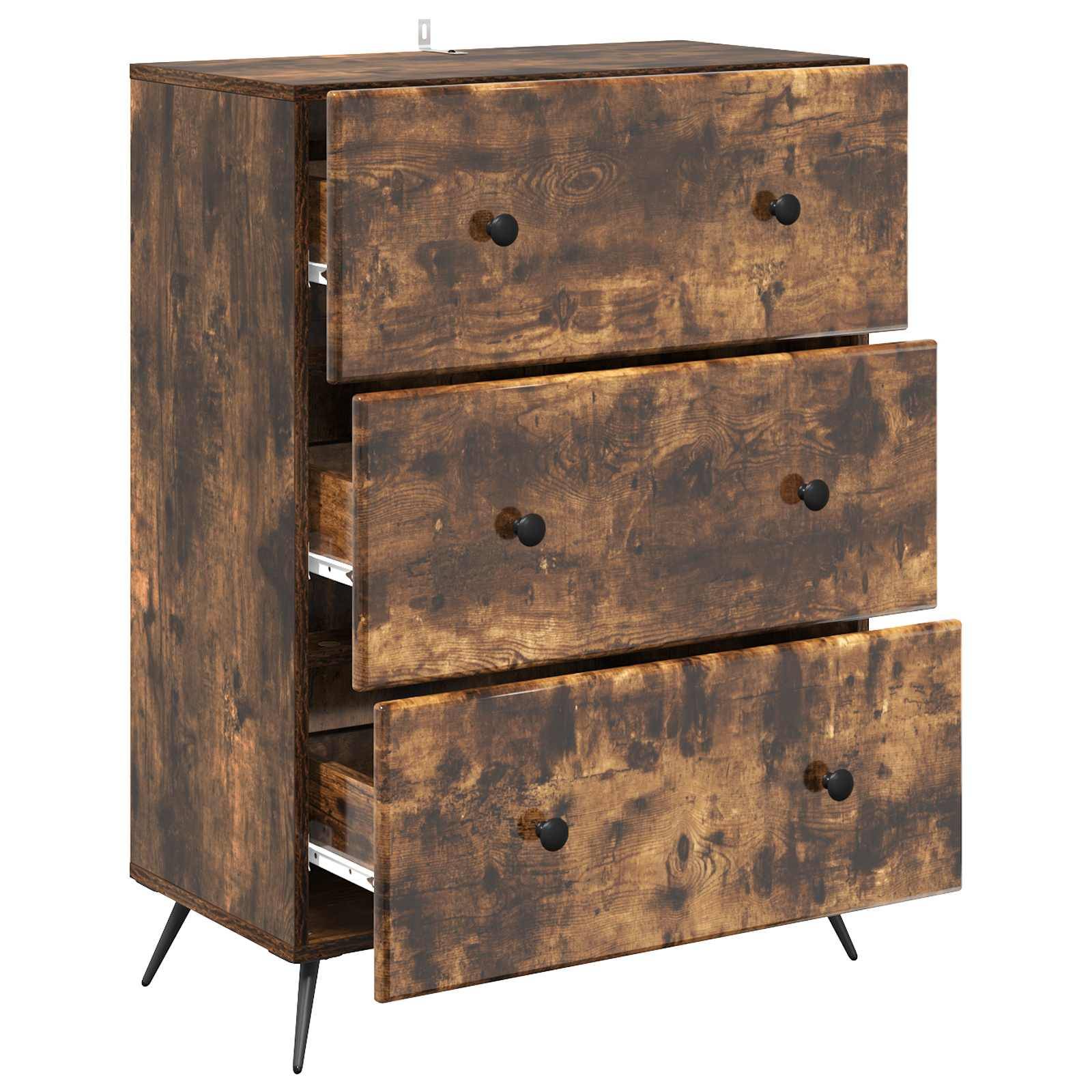 vidaXL Schubladenschrank Geräucherte Eiche 66 x 34,5 x 90 cm