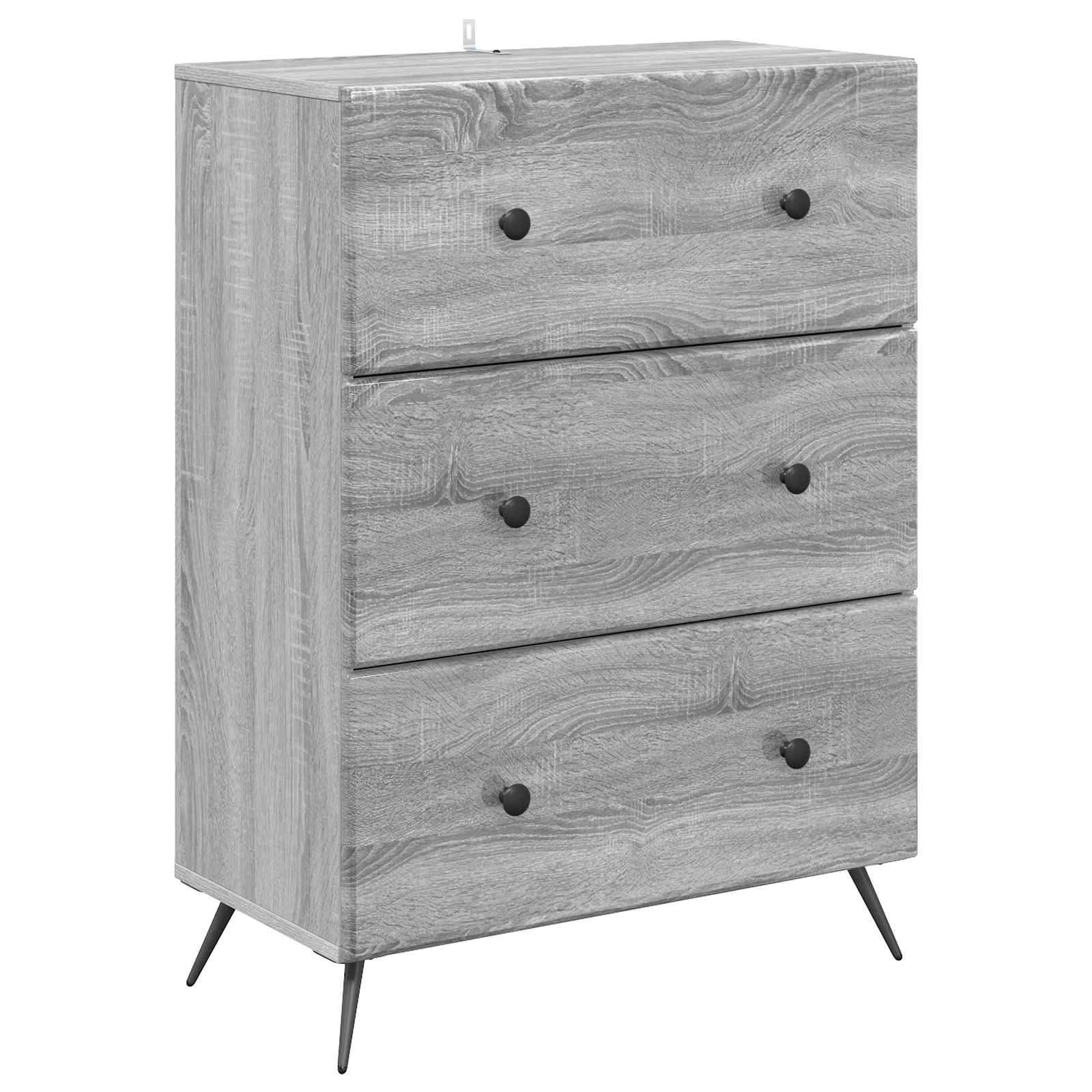 vidaXL Schubladenschrank Graues Sonoma 66 x 34,5 x 90 cm Holzwerkstoff