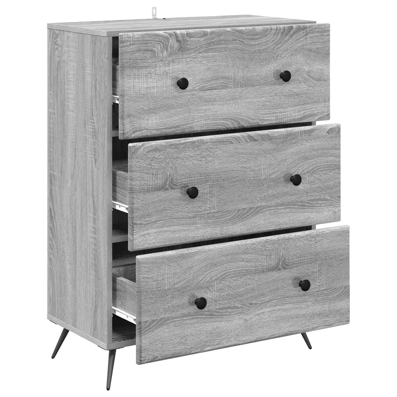 vidaXL Schubladenschrank Graues Sonoma 66 x 34,5 x 90 cm Holzwerkstoff
