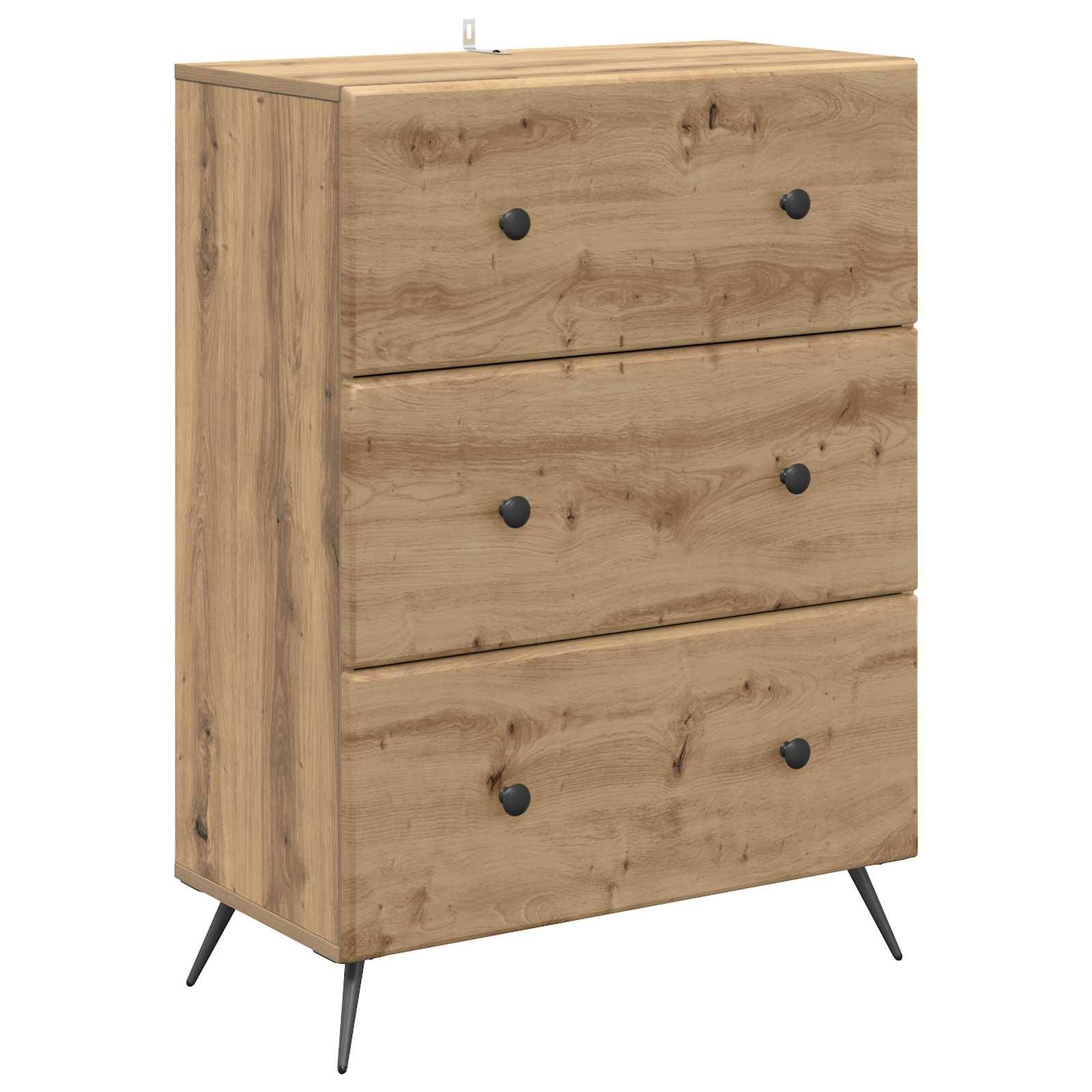 vidaXL Schubladenschrank Artisan-Eiche 66 x 34,5 x 90 cm Holzwerkstoff