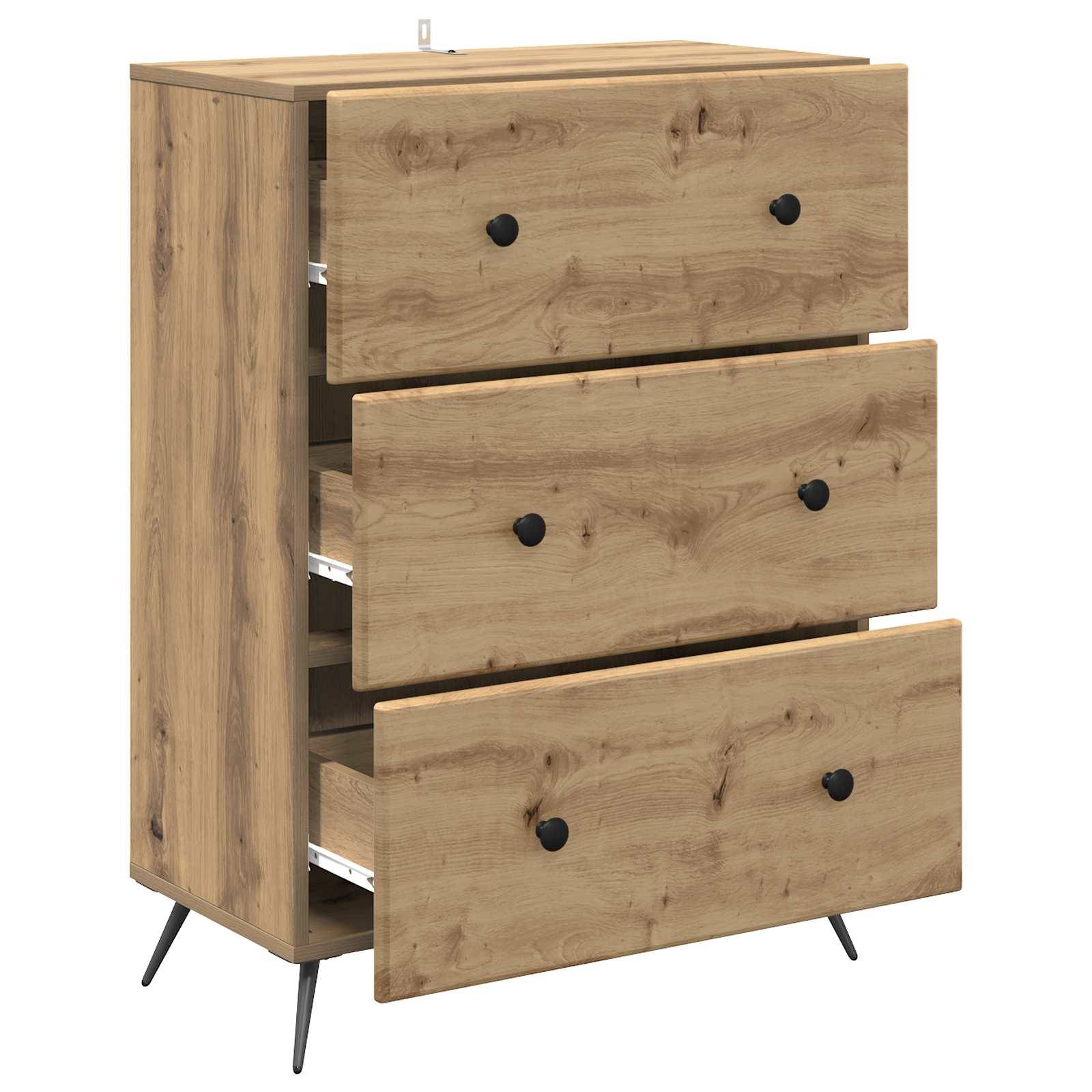 vidaXL Schubladenschrank Artisan-Eiche 66 x 34,5 x 90 cm Holzwerkstoff