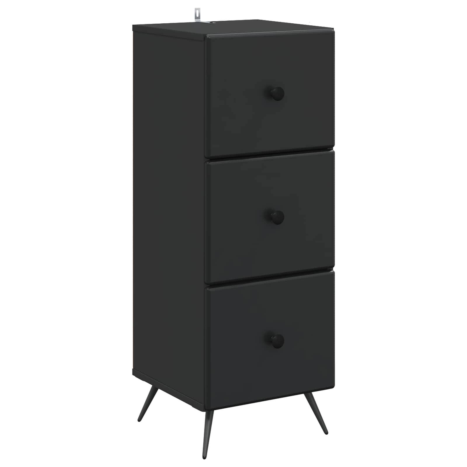 vidaXL Schubladenschrank Schwarz 33 x 34,5 x 90 cm Holzwerkstoff