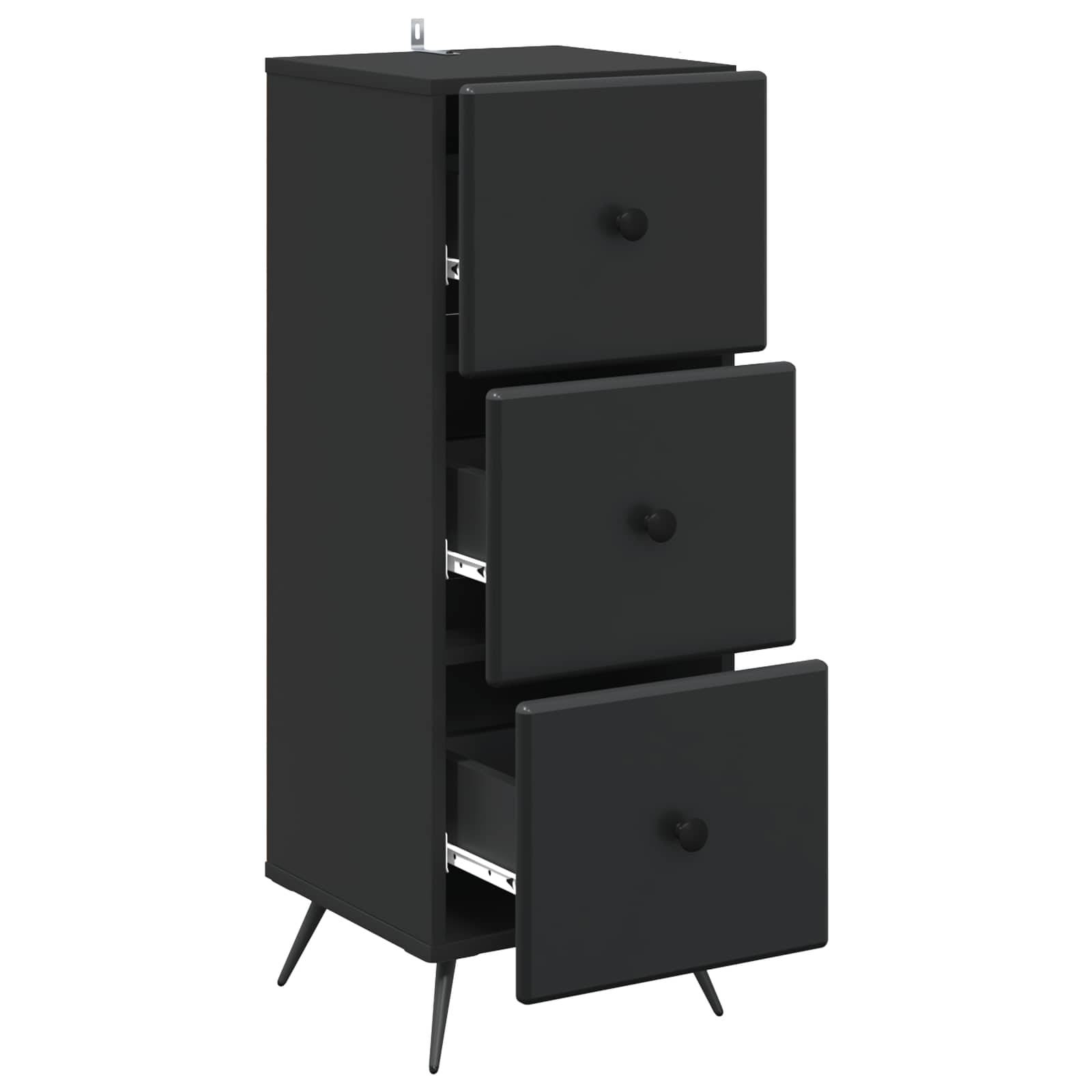 vidaXL Schubladenschrank Schwarz 33 x 34,5 x 90 cm Holzwerkstoff