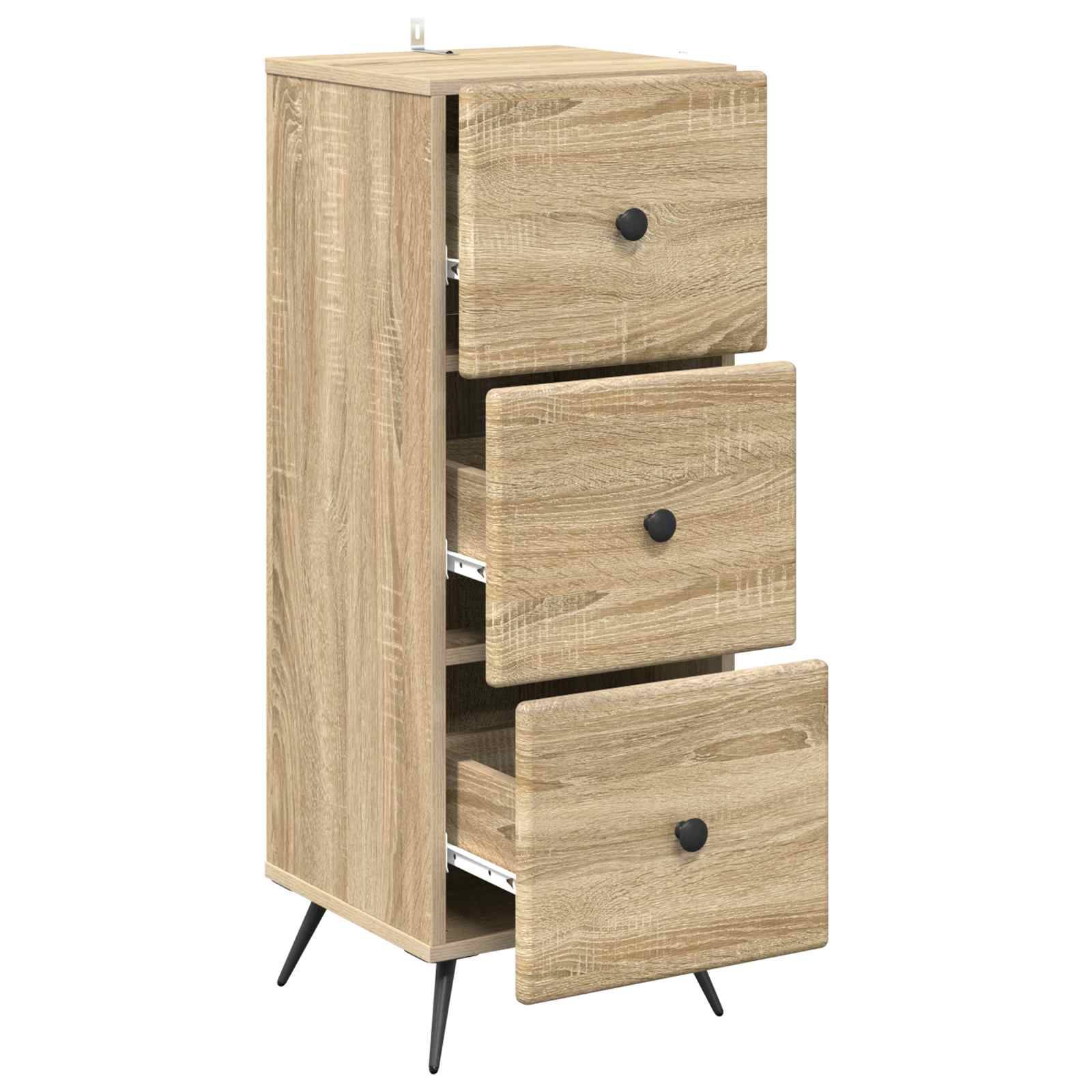 vidaXL Schubladenschrank Sonoma-Eiche 33 x 34,5 x 90 cm Holzwerkstoff