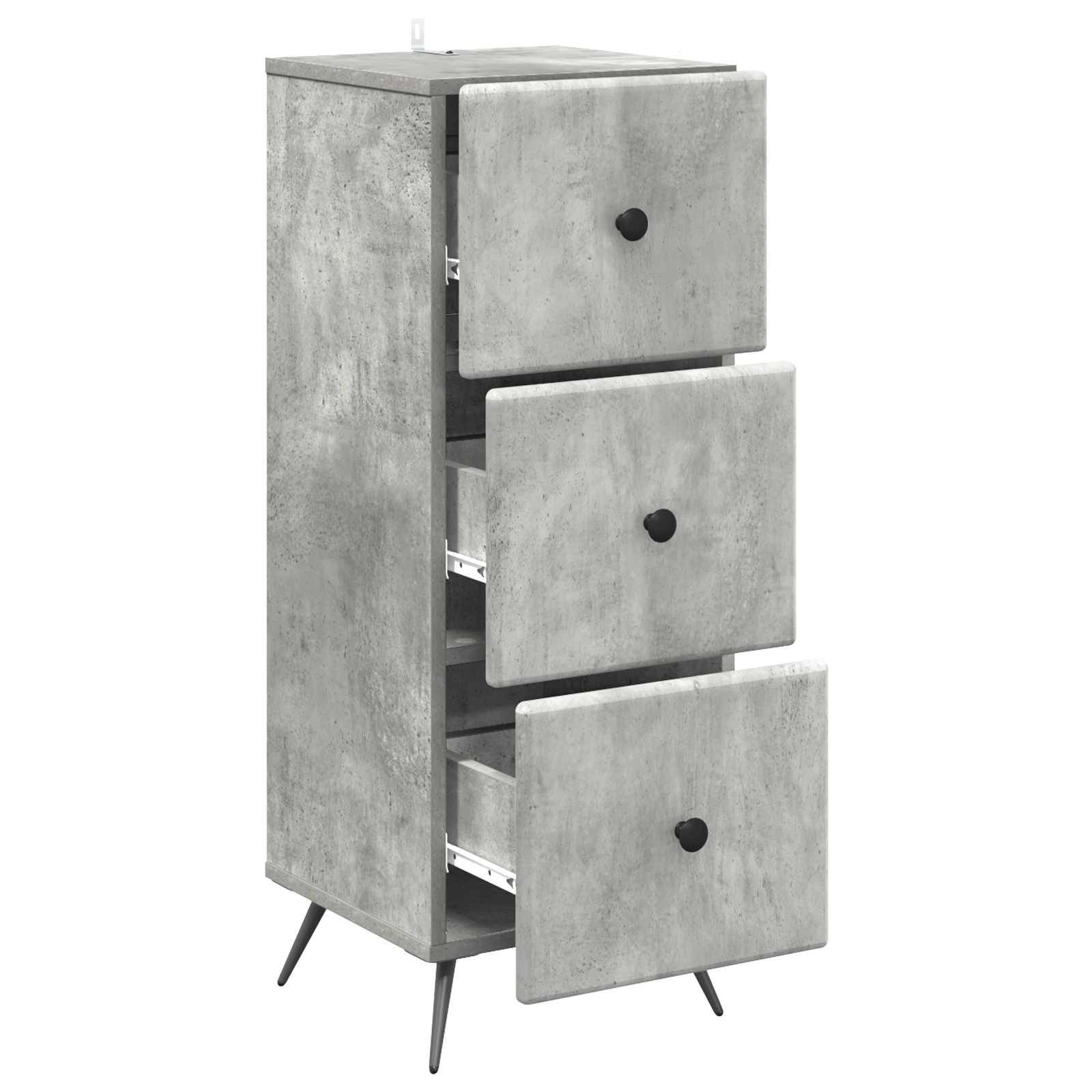 vidaXL Schubladenschrank Betongrau 33 x 34,5 x 90 cm Holzwerkstoff