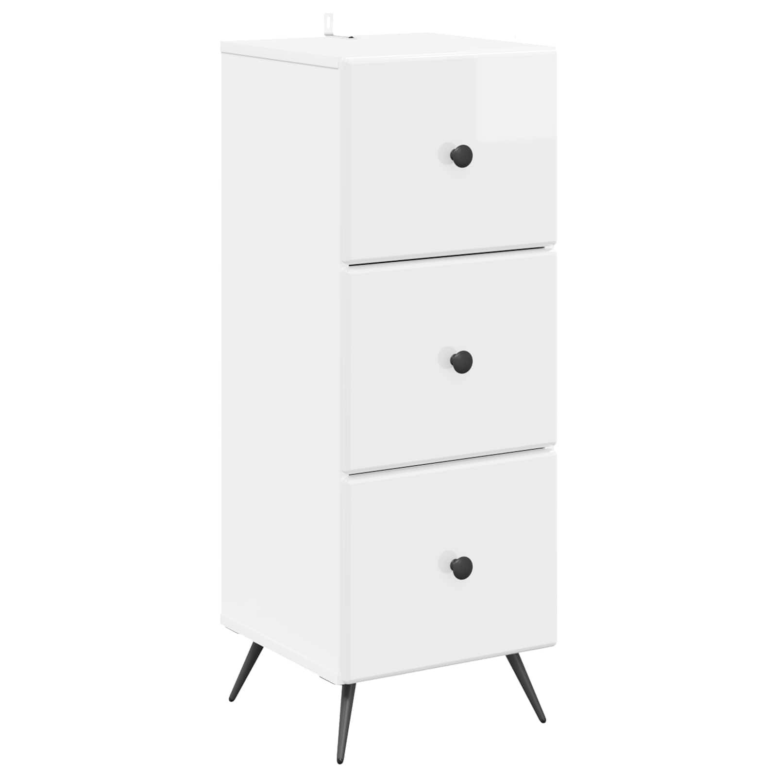 vidaXL Schubladenschrank Hochglanz Weiß 33 x 34,5 x 90 cm