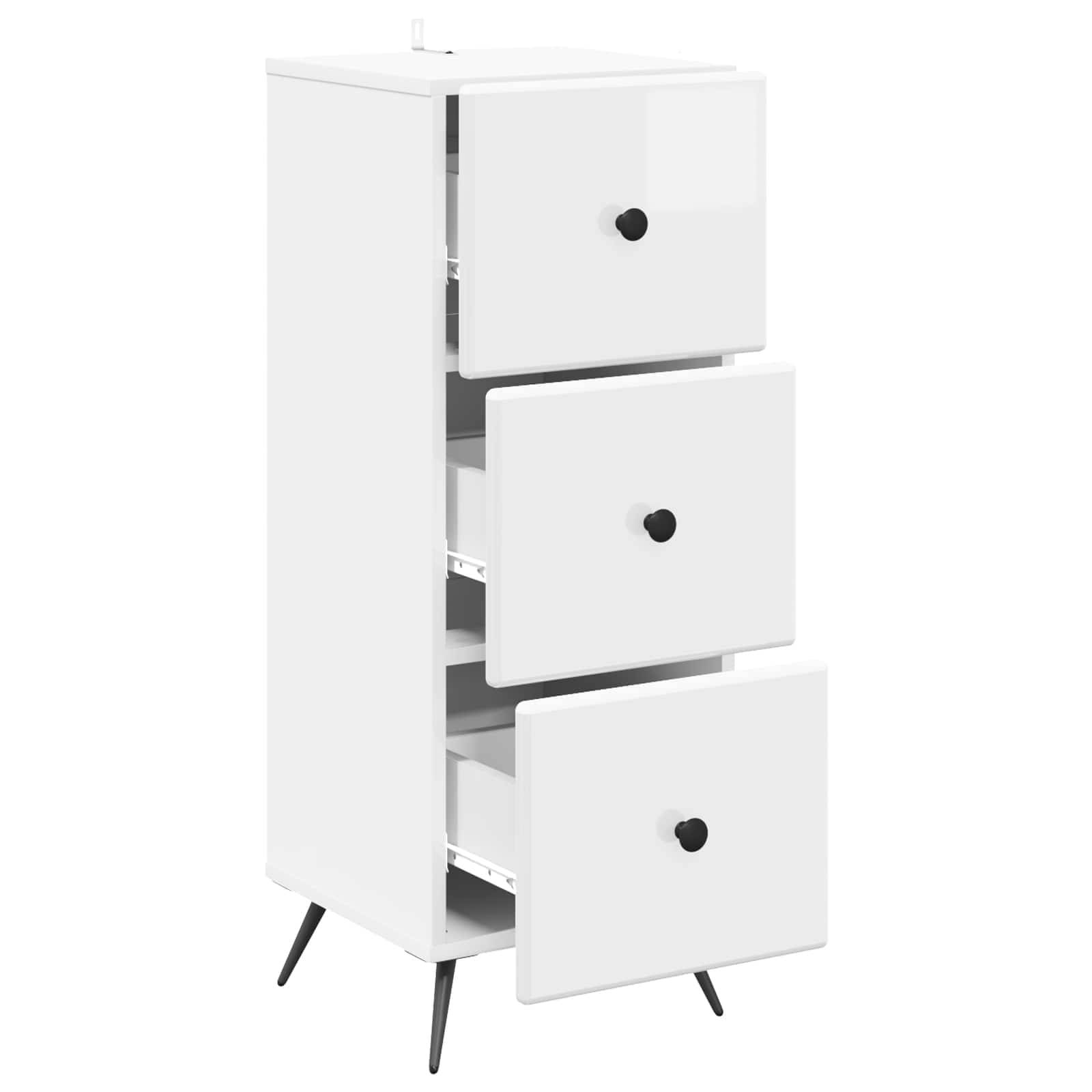 vidaXL Schubladenschrank Hochglanz Weiß 33 x 34,5 x 90 cm