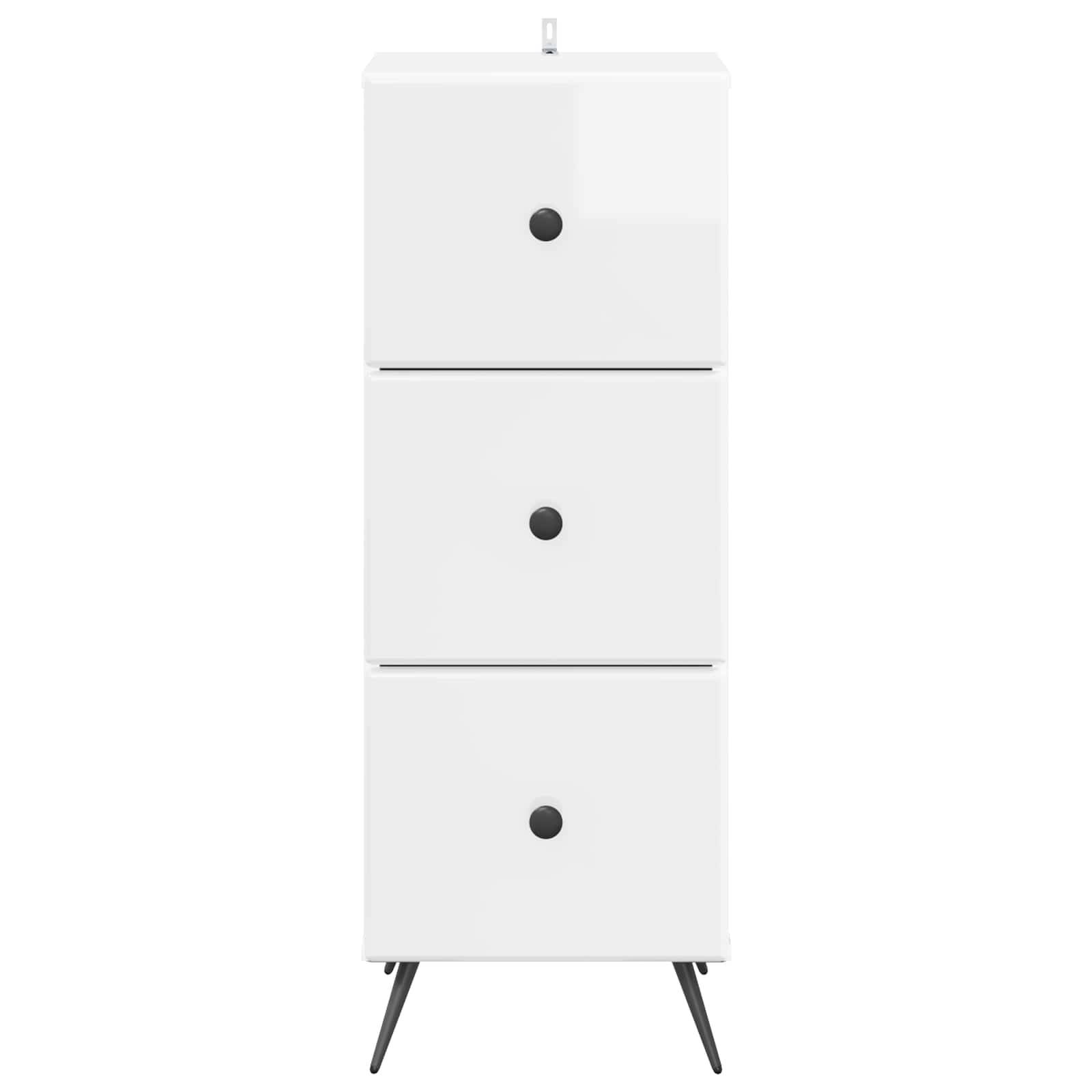 vidaXL Schubladenschrank Hochglanz Weiß 33 x 34,5 x 90 cm