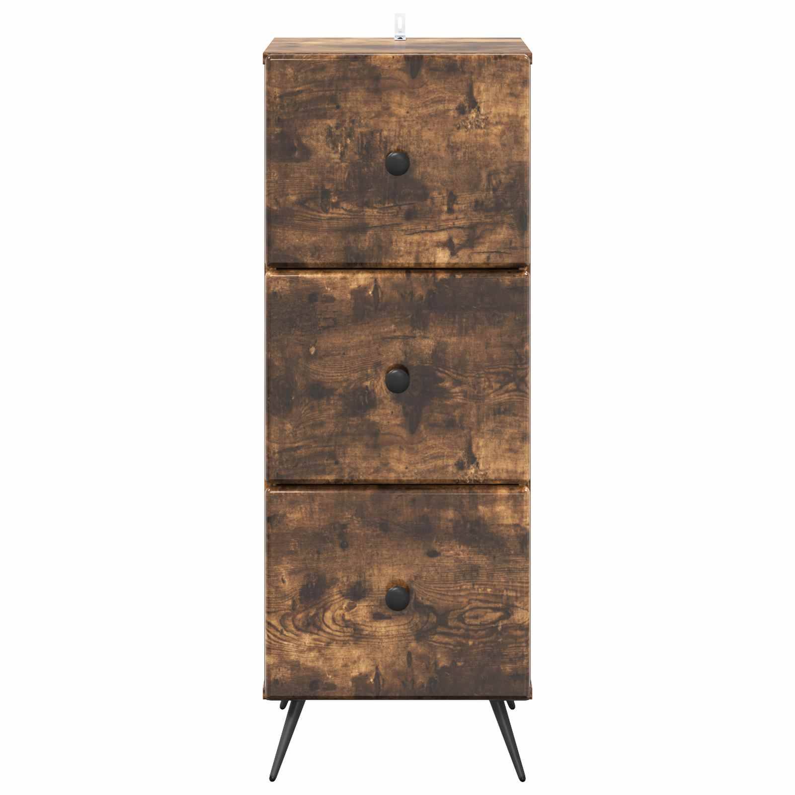 vidaXL Schubladenschrank Geräucherte Eiche 33 x 34,5 x 90 cm