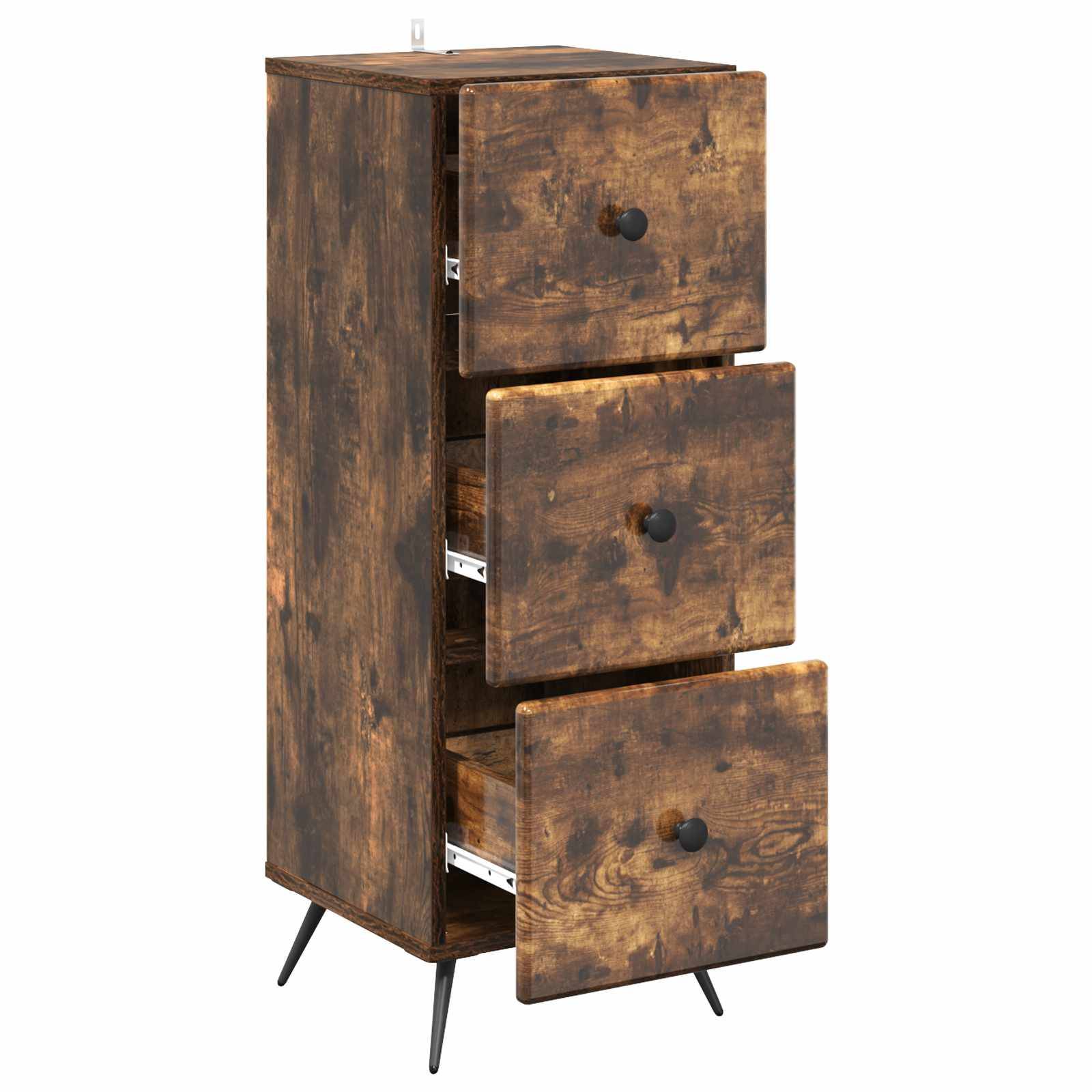 vidaXL Schubladenschrank Geräucherte Eiche 33 x 34,5 x 90 cm