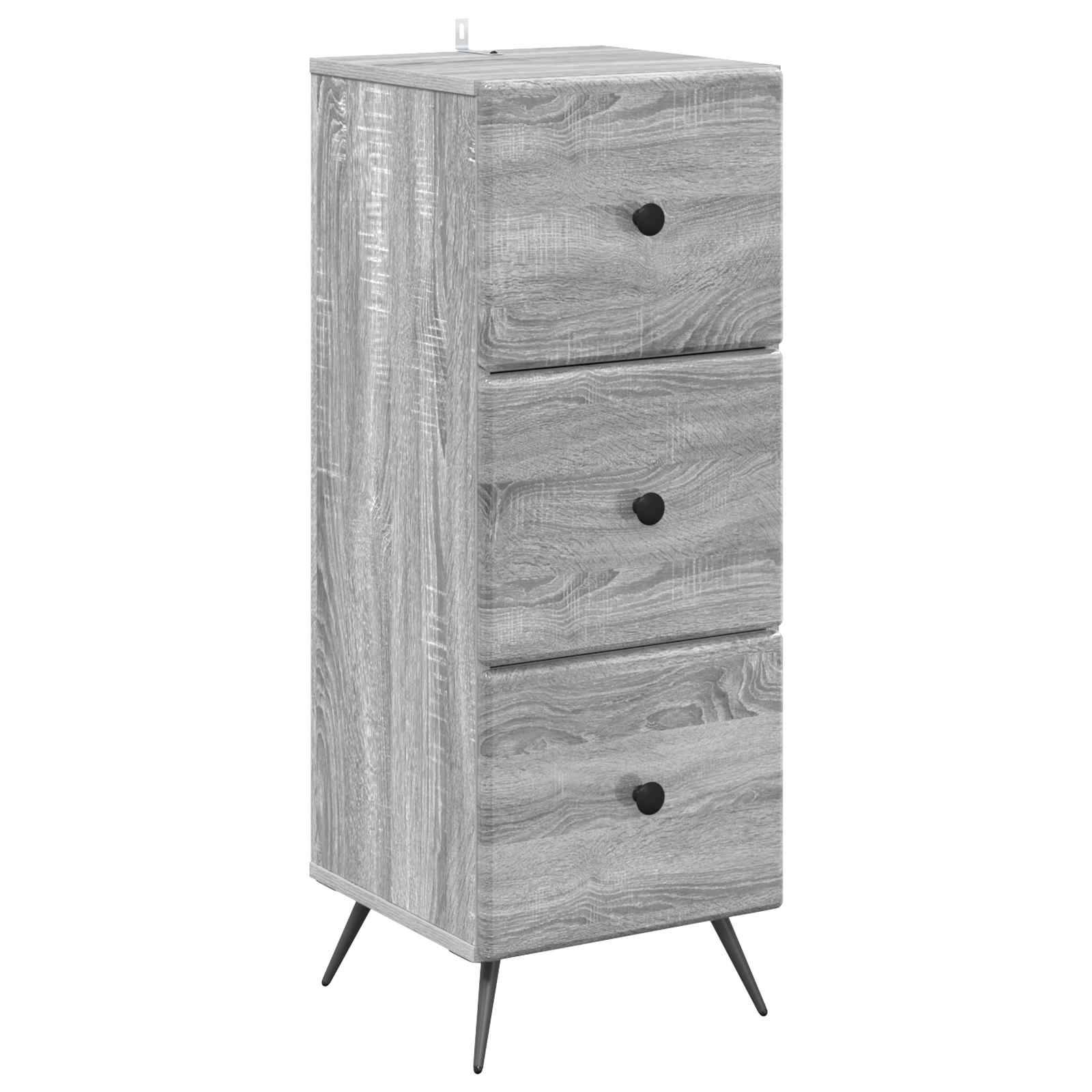 vidaXL Schubladenschrank Graues Sonoma 33 x 34,5 x 90 cm Holzwerkstoff