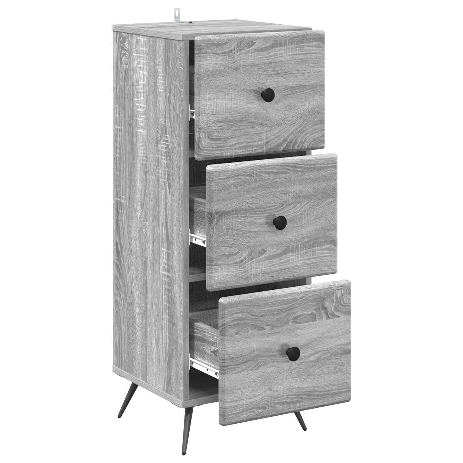 vidaXL Schubladenschrank Graues Sonoma 33 x 34,5 x 90 cm Holzwerkstoff