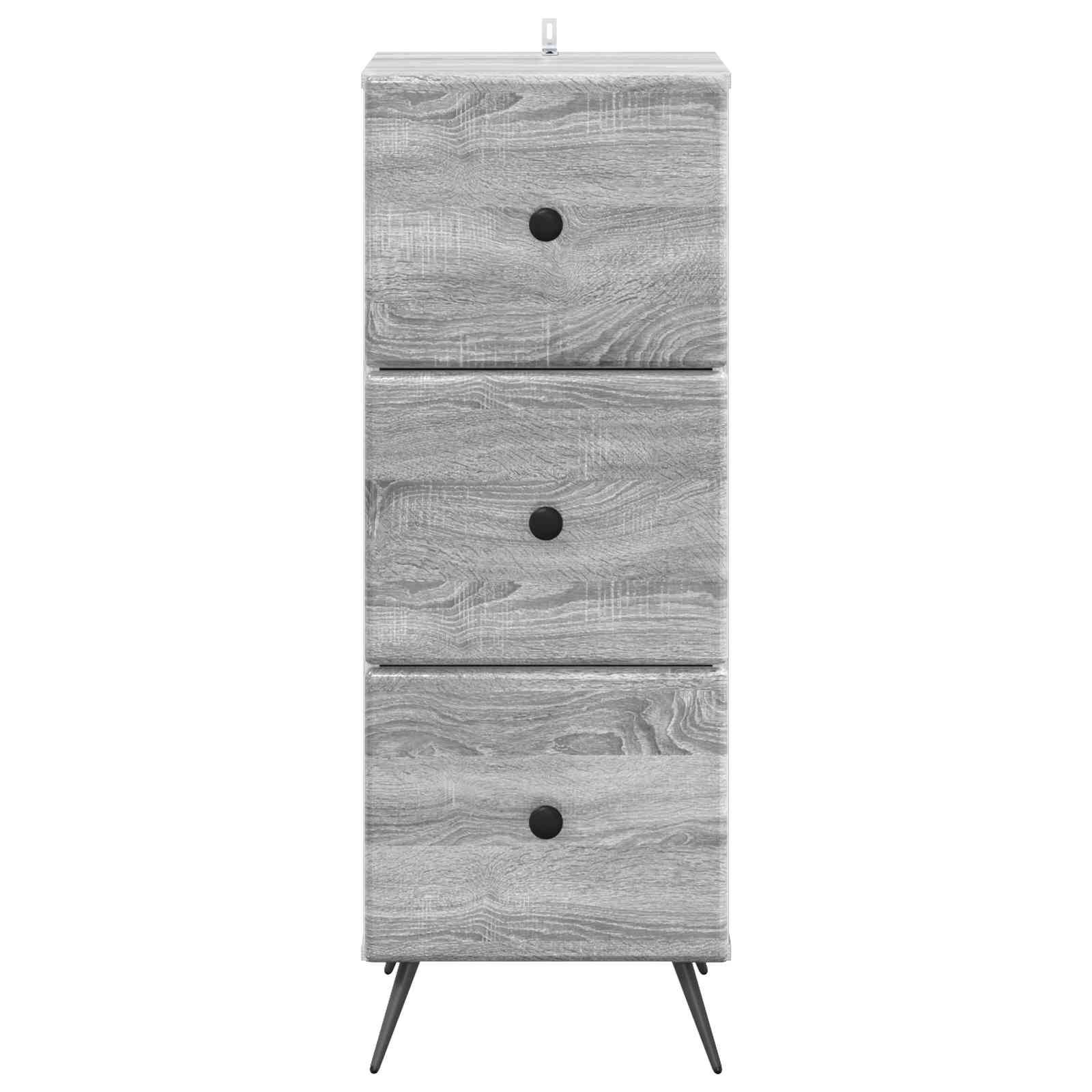vidaXL Schubladenschrank Graues Sonoma 33 x 34,5 x 90 cm Holzwerkstoff