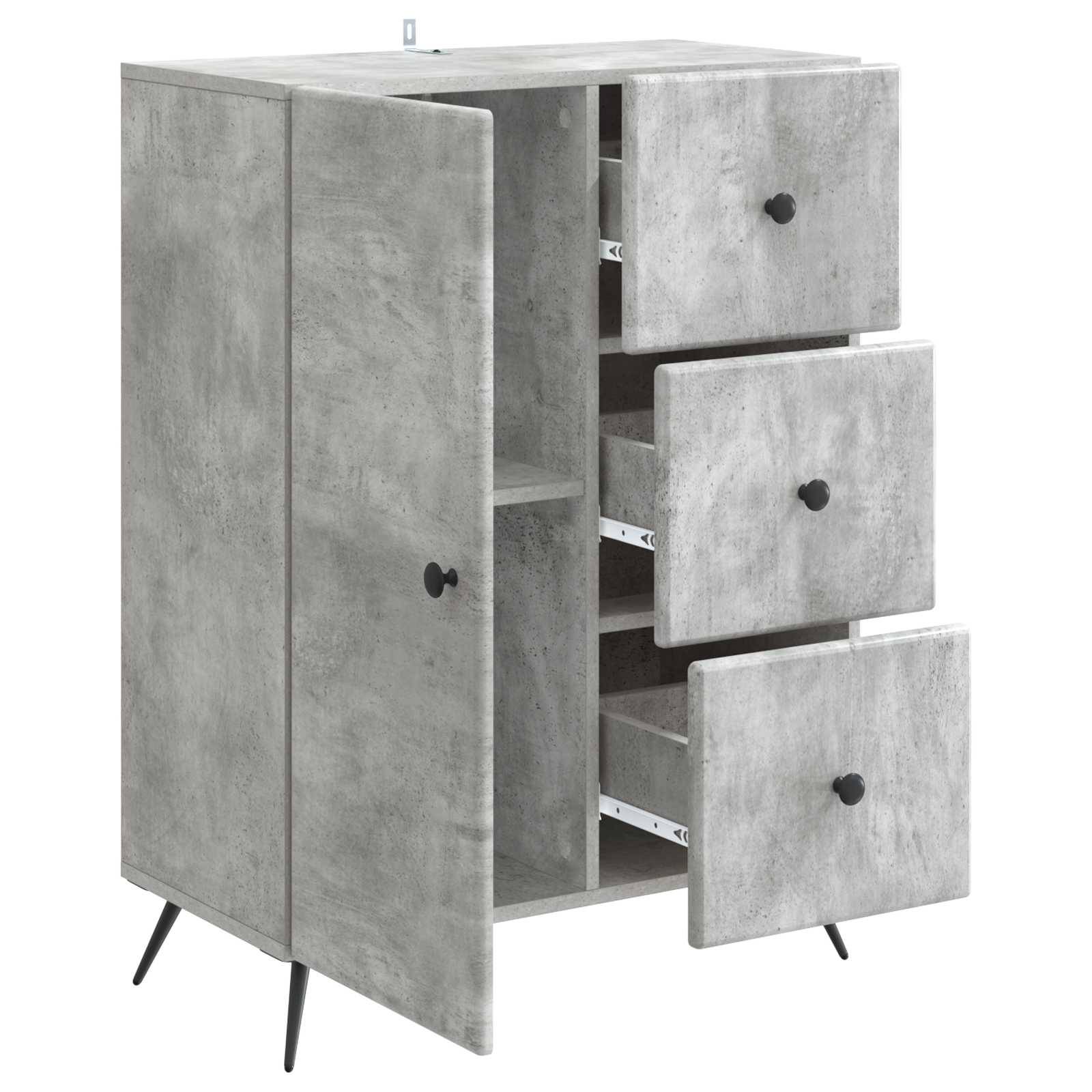 vidaXL Sideboard Betongrau 66 x 34,5 x 90 cm Holzwerkstoff
