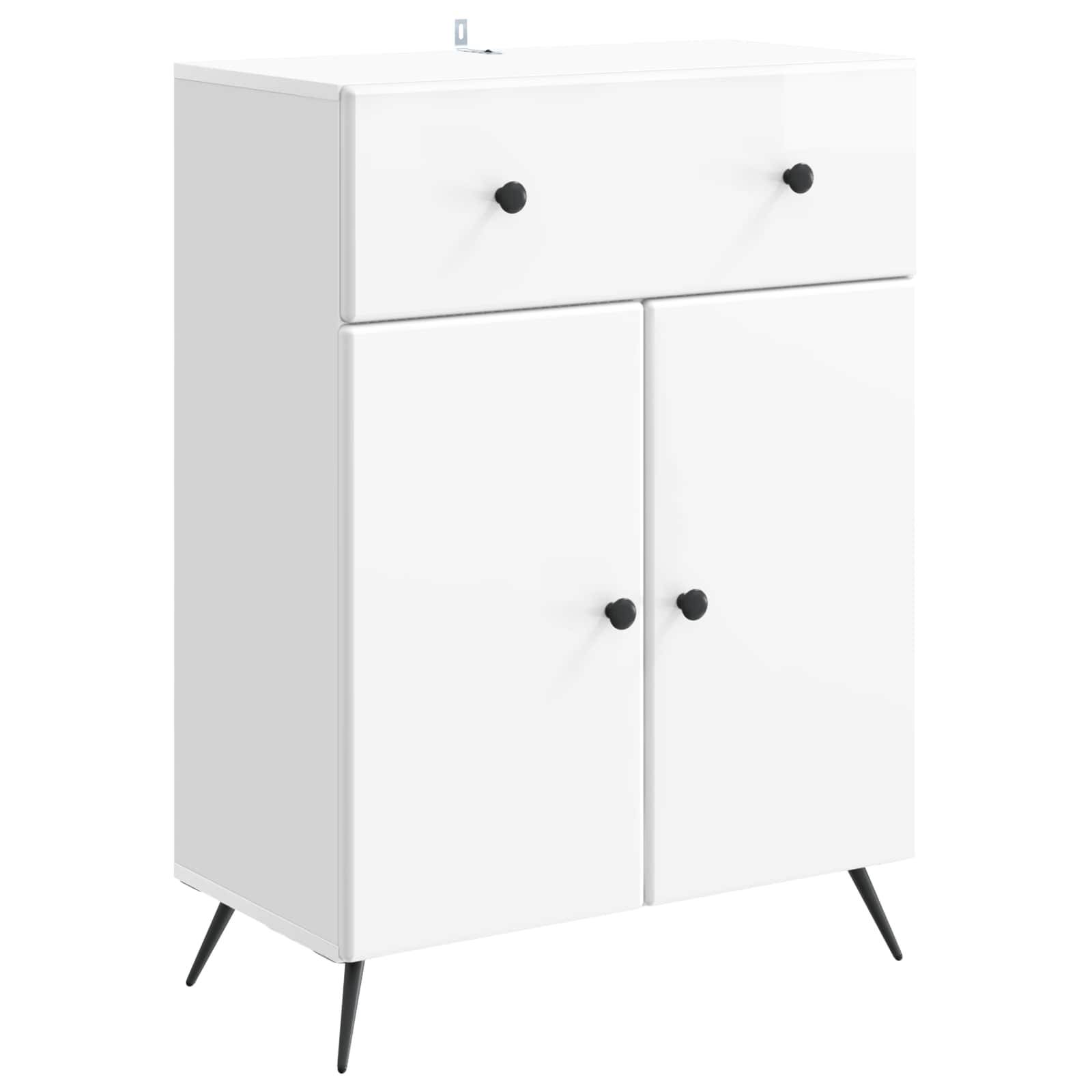 vidaXL Sideboard Hochglanz Weiß 66 x 34,5 x 90 cm Holzwerkstoff