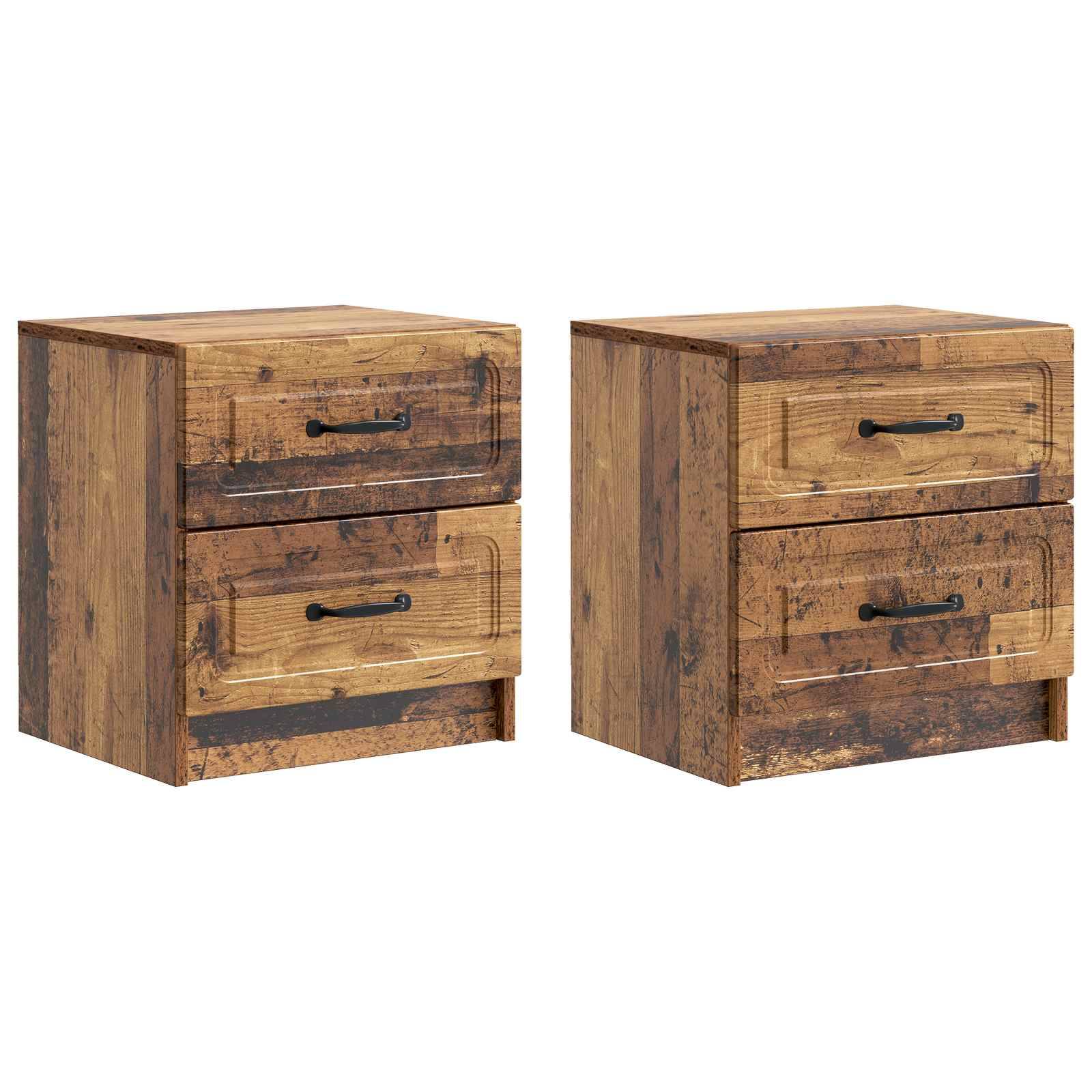 vidaXL Nachttisch 2 pcs Altholz 43 x 34,5 x 44,5 cm Holzwerkstoff