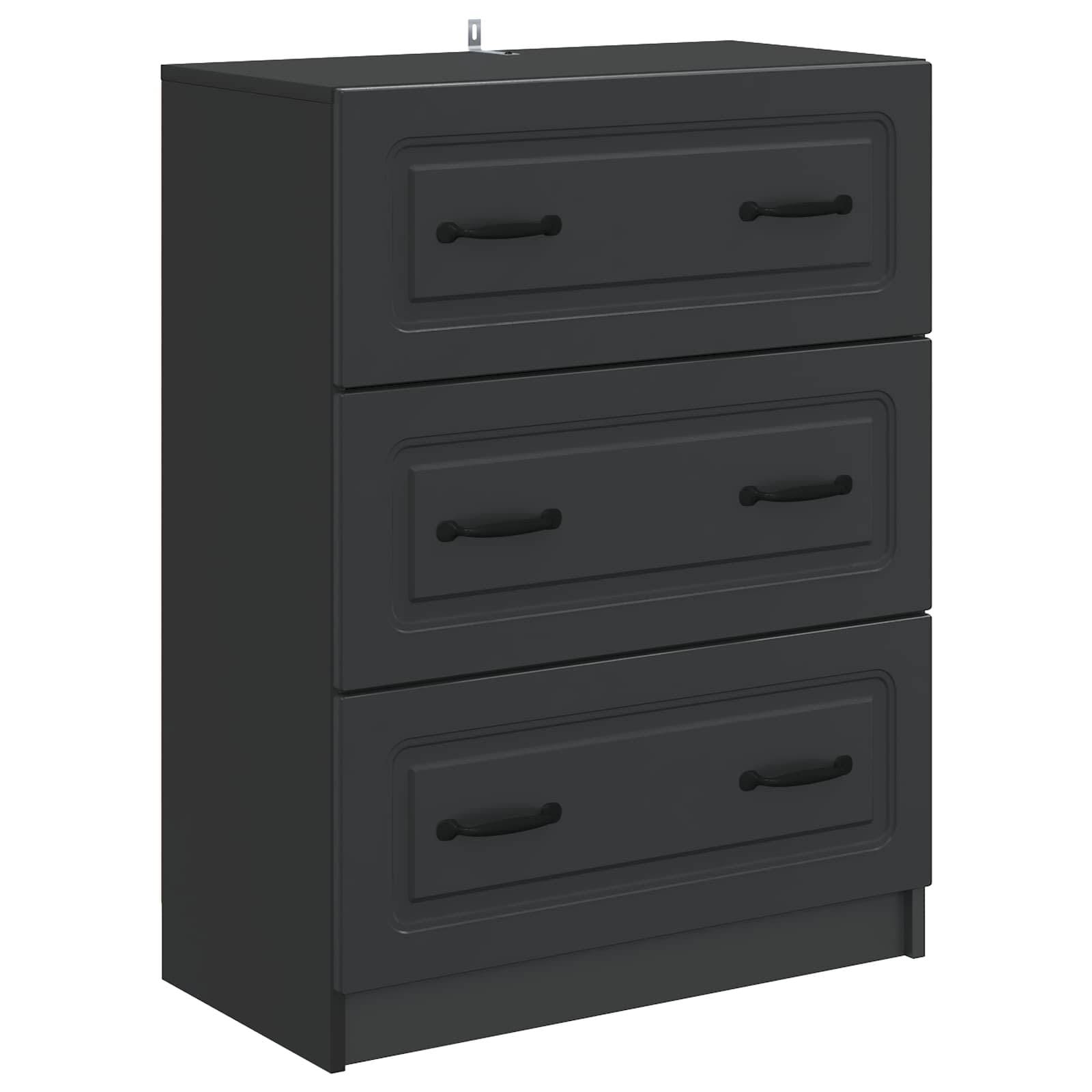 vidaXL Schubladenschrank Schwarz 66 x 34,5 x 87 cm Holzwerkstoff