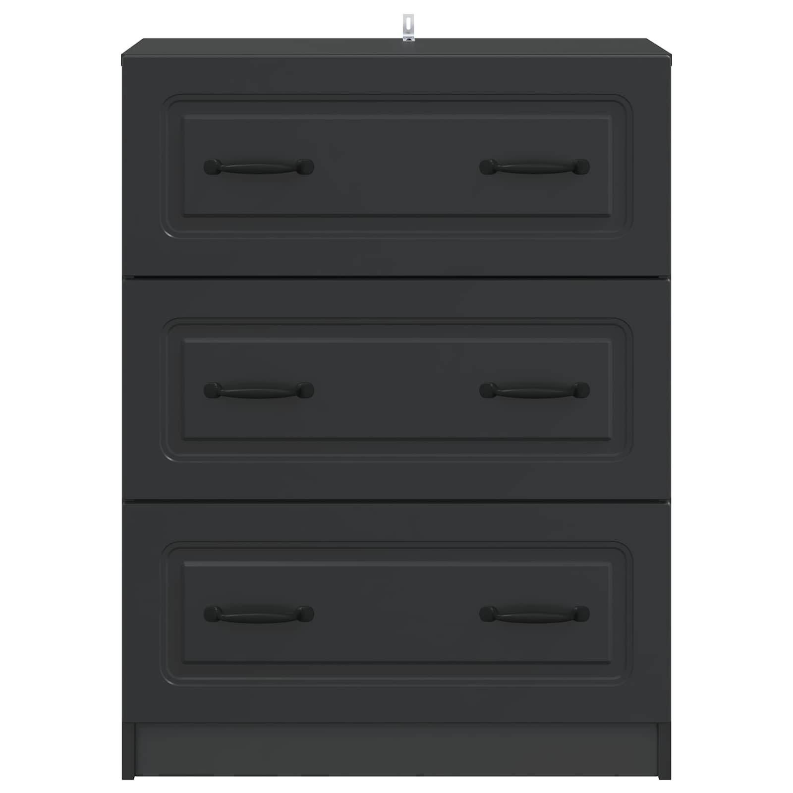 vidaXL Schubladenschrank Schwarz 66 x 34,5 x 87 cm Holzwerkstoff