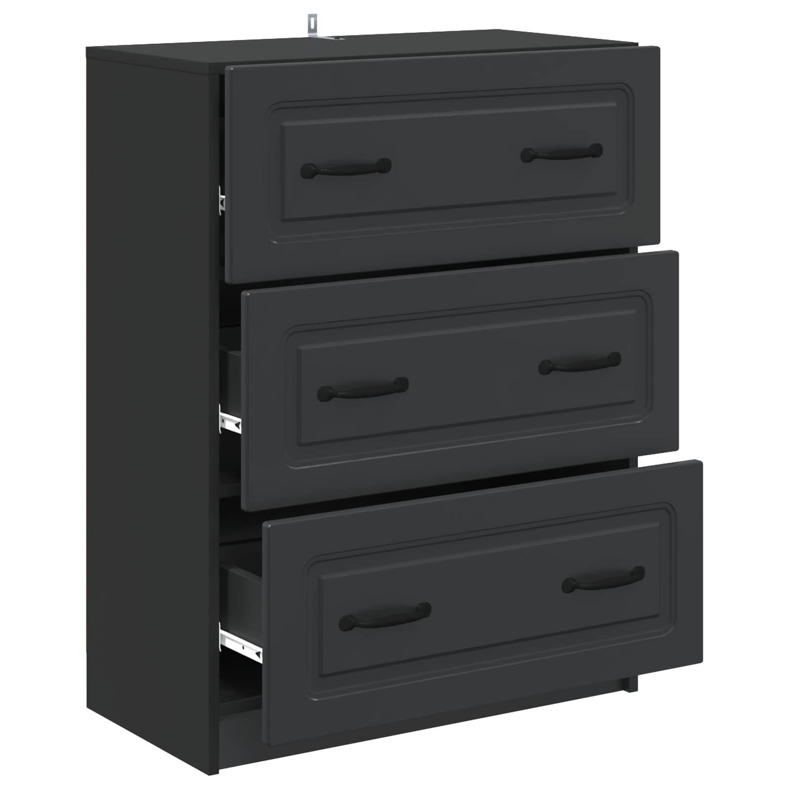 vidaXL Schubladenschrank Schwarz 66 x 34,5 x 87 cm Holzwerkstoff